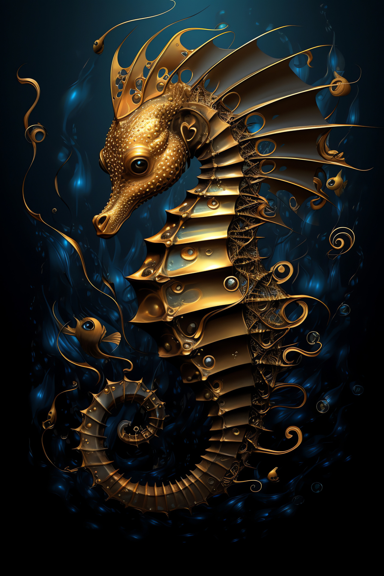 Oceanic seahorse, marine creature, coral dweller, ocean flora and fauna, aquatic species, HD Phone Image