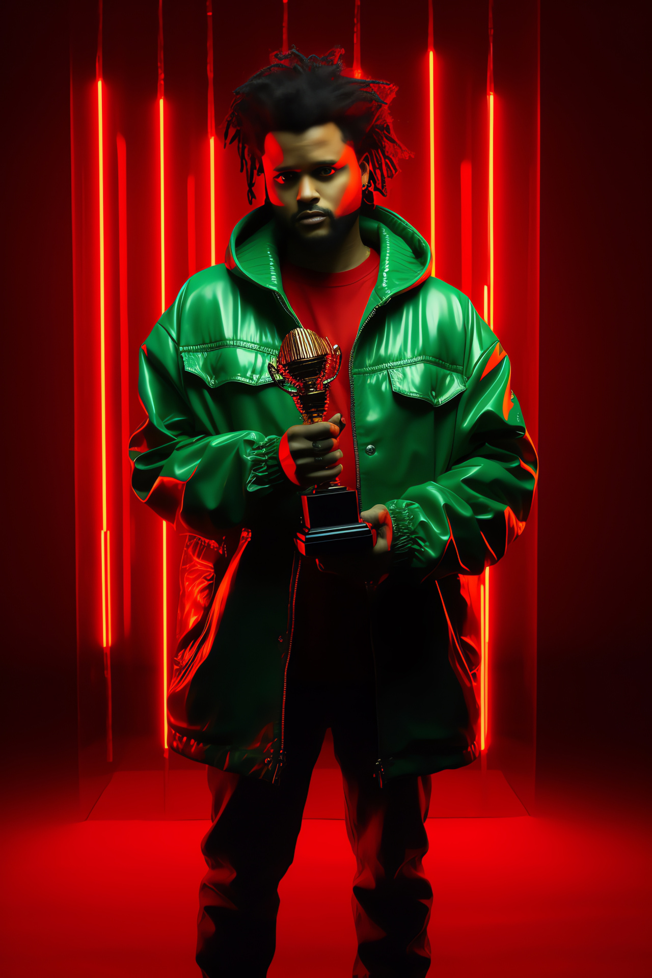 The Weeknd, Canadian artist, award-winning, confident demeanor, prestigious accolade, HD Phone Image