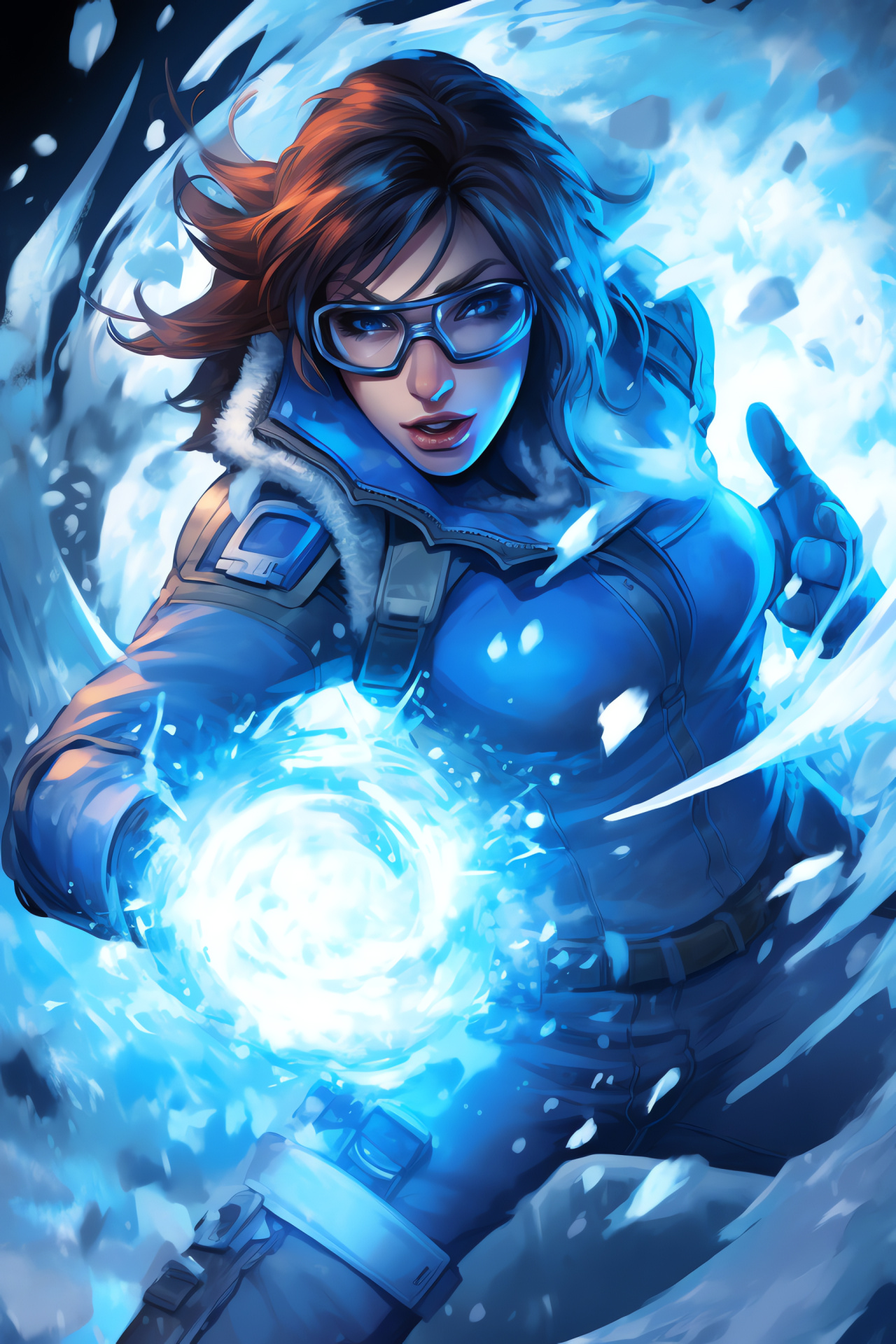 Mei the tactical hero, Climatologist in combat, Frost weapon ready, Intense gaming action, Overwatch freezing encounter, HD Phone Wallpaper