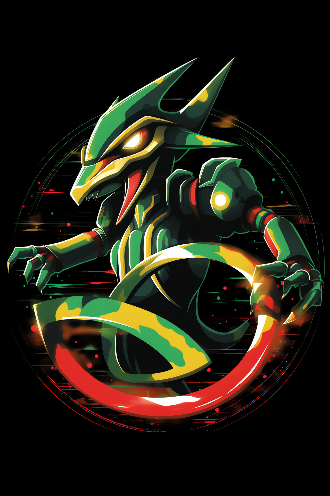 Pokemon Mega Rayquaza, Dragon ascendant, Sky dominator, Prowess embodiment, Fierce battle participant, HD Phone Image