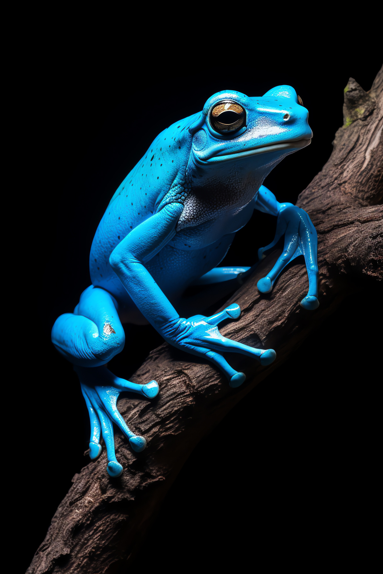 Luminous Tree Frog, Midnight polish, Bough Station, Void contrast, Radiant outline, HD Phone Image