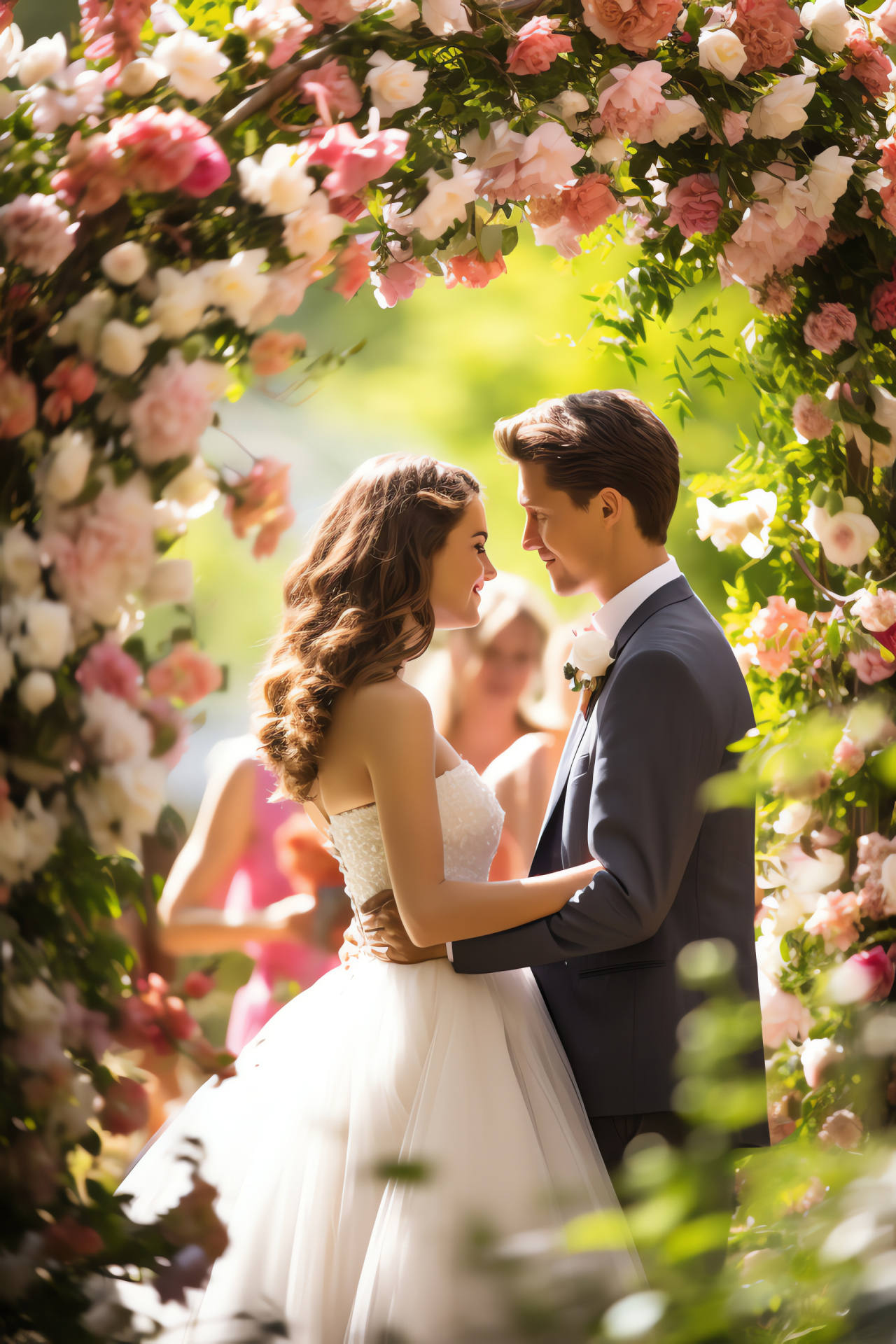 Matrimonial day, Bridal joy, Groomed partner, Pledge exchange, Floral archway, HD Phone Wallpaper