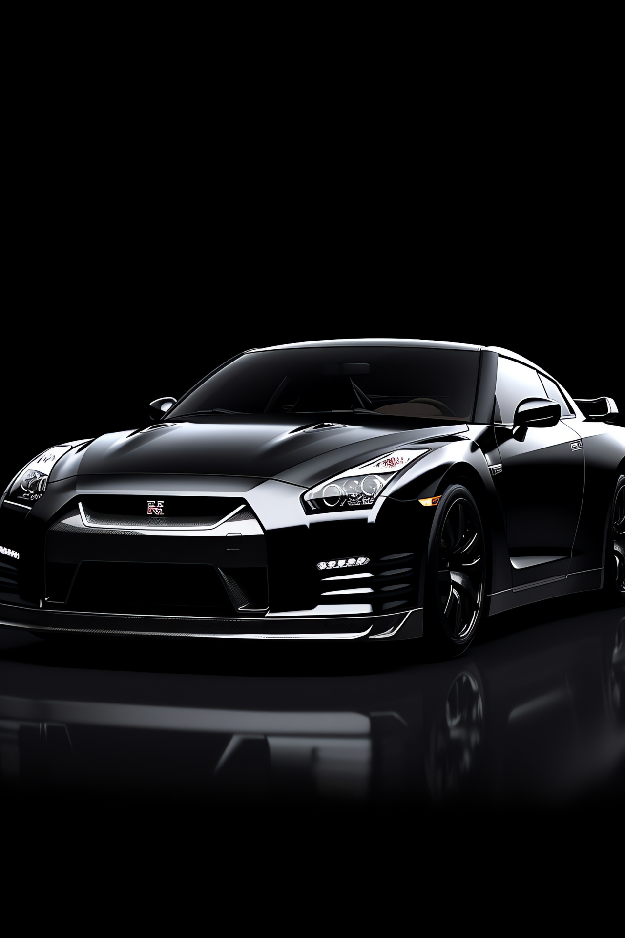 Nissan GTR HD, Superior perspective capture, Depths of black tones, Refined vehicular ambiance, Auto elegance, HD Phone Image