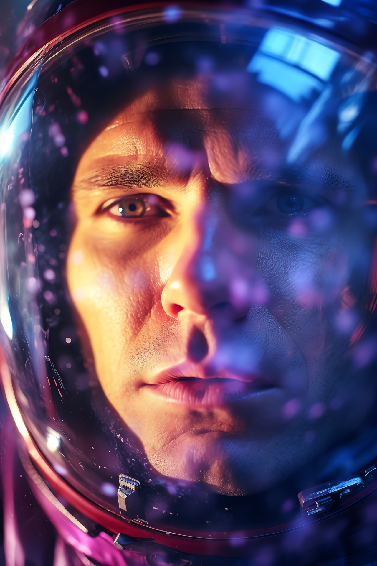 Yuri Gagarin, Space explorer, Nebular backdrop, Craft porthole frame, Cosmic hues, HD Phone Image