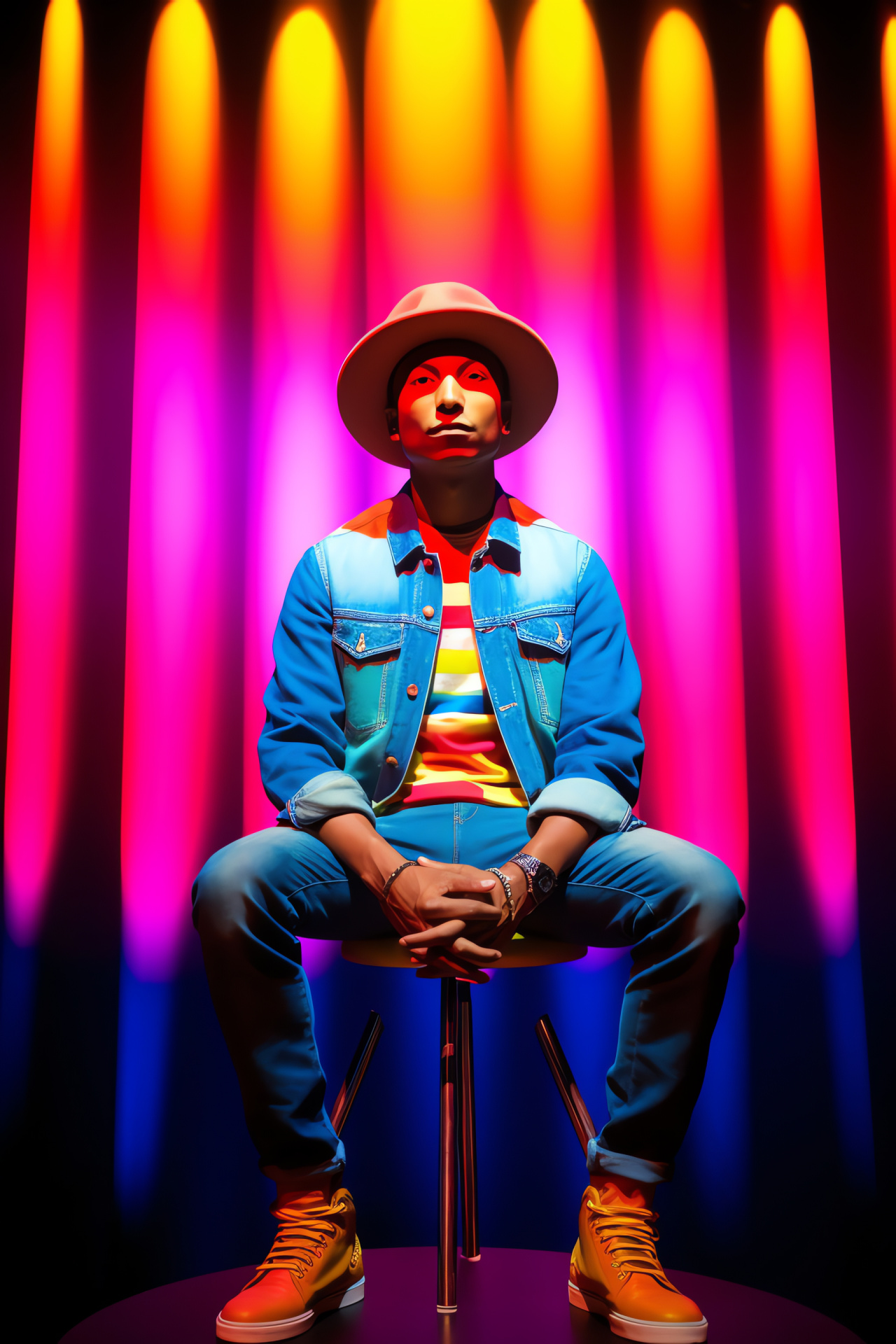 Pharrell Williams, Stage presence, Studio microphone, Musical performance, Singer style, HD Phone Image