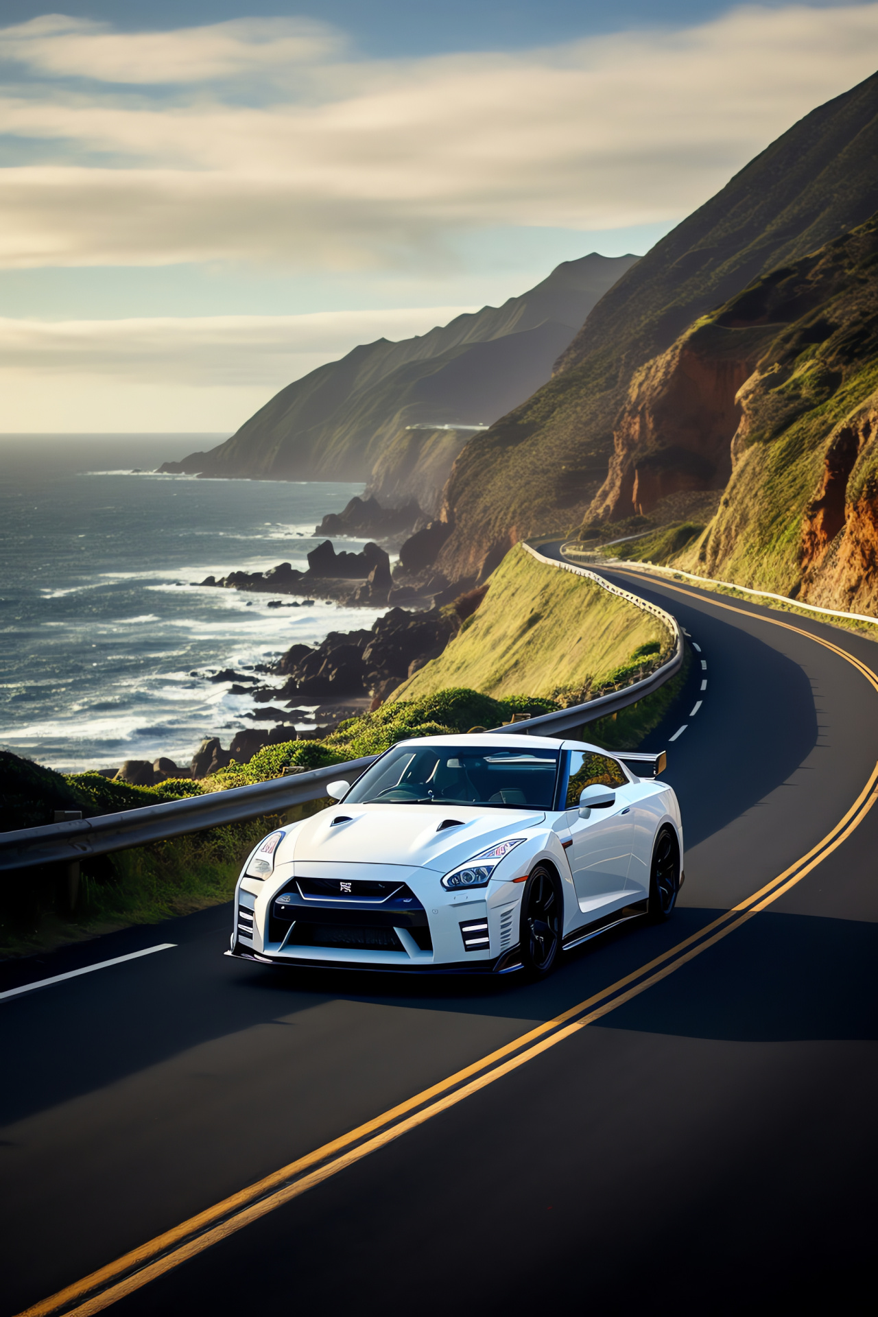 Nissan GTR Nismo Edition, Great Ocean Road trip, Coastal drive vistas, Bicolor car aesthetics, Australian coastal landscape, HD Phone Wallpaper