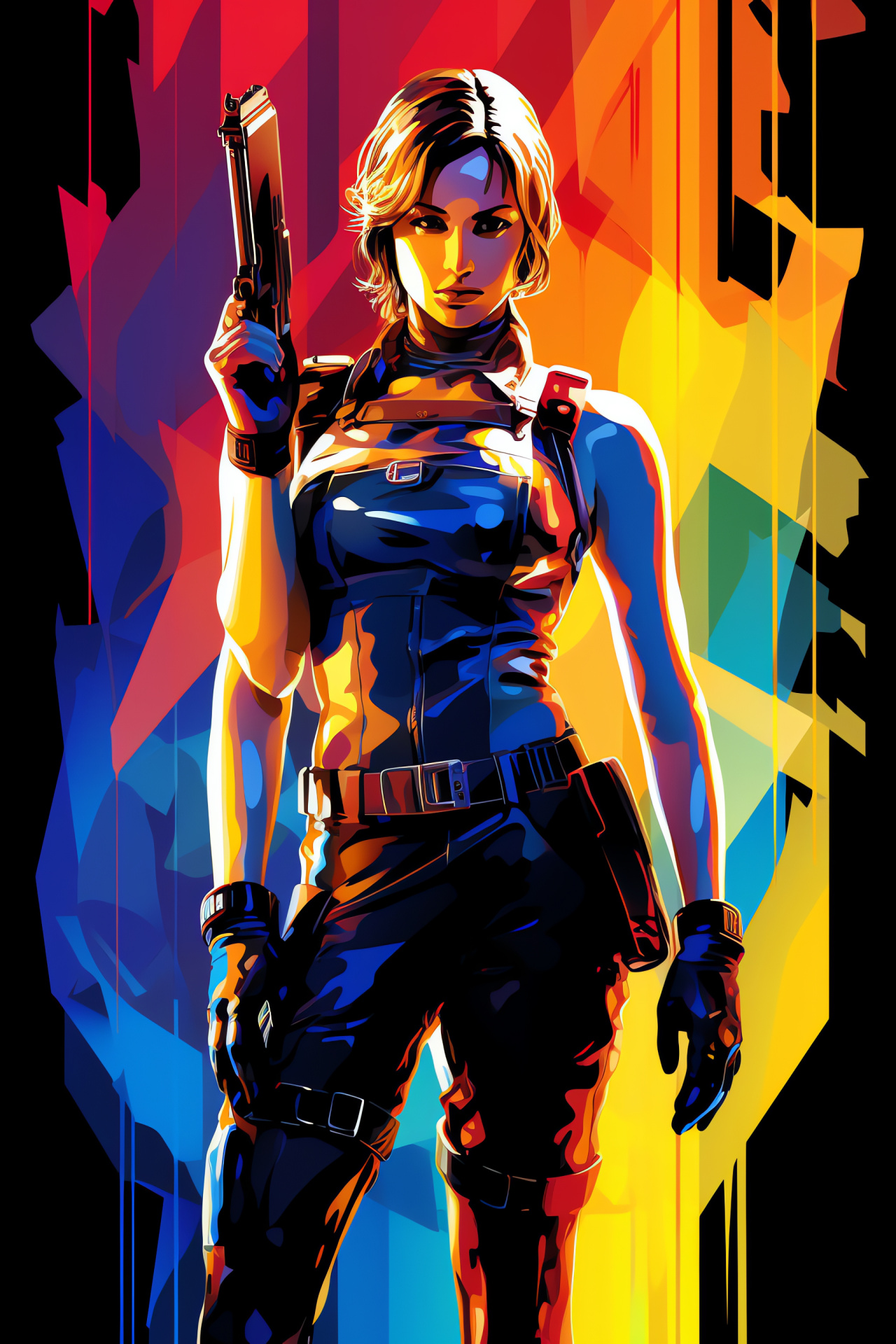 S.T.A.R.S. member, Resident Evil heroine, fierce defender, standard issue sidearm, fiery temperament, HD Phone Image