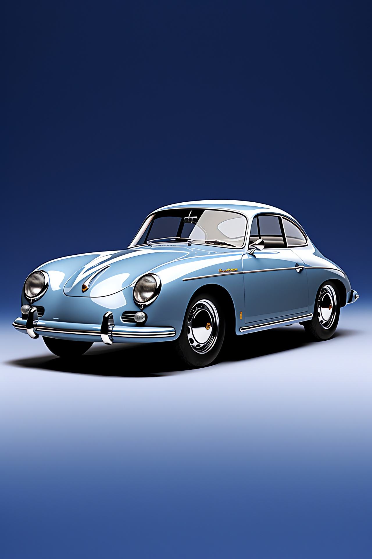 1964 Porsche 356, Captured from above, Silver-blue paint, Vehicle design, Two-tone simplicity, HD Phone Image