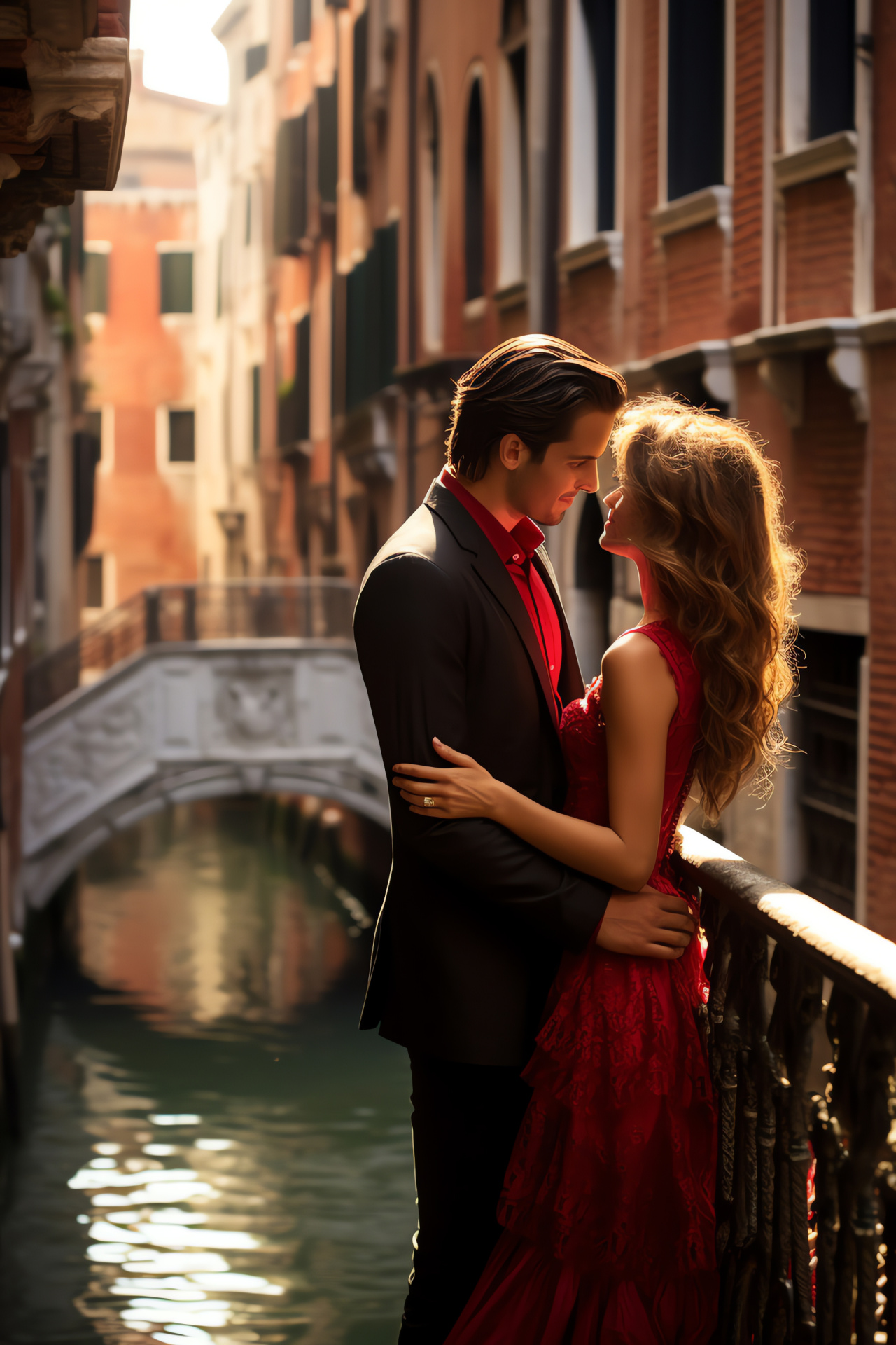 Venetian anniversary gondolier, canal-side couple, floating through history, delicate water paths, Italian romance, HD Phone Wallpaper