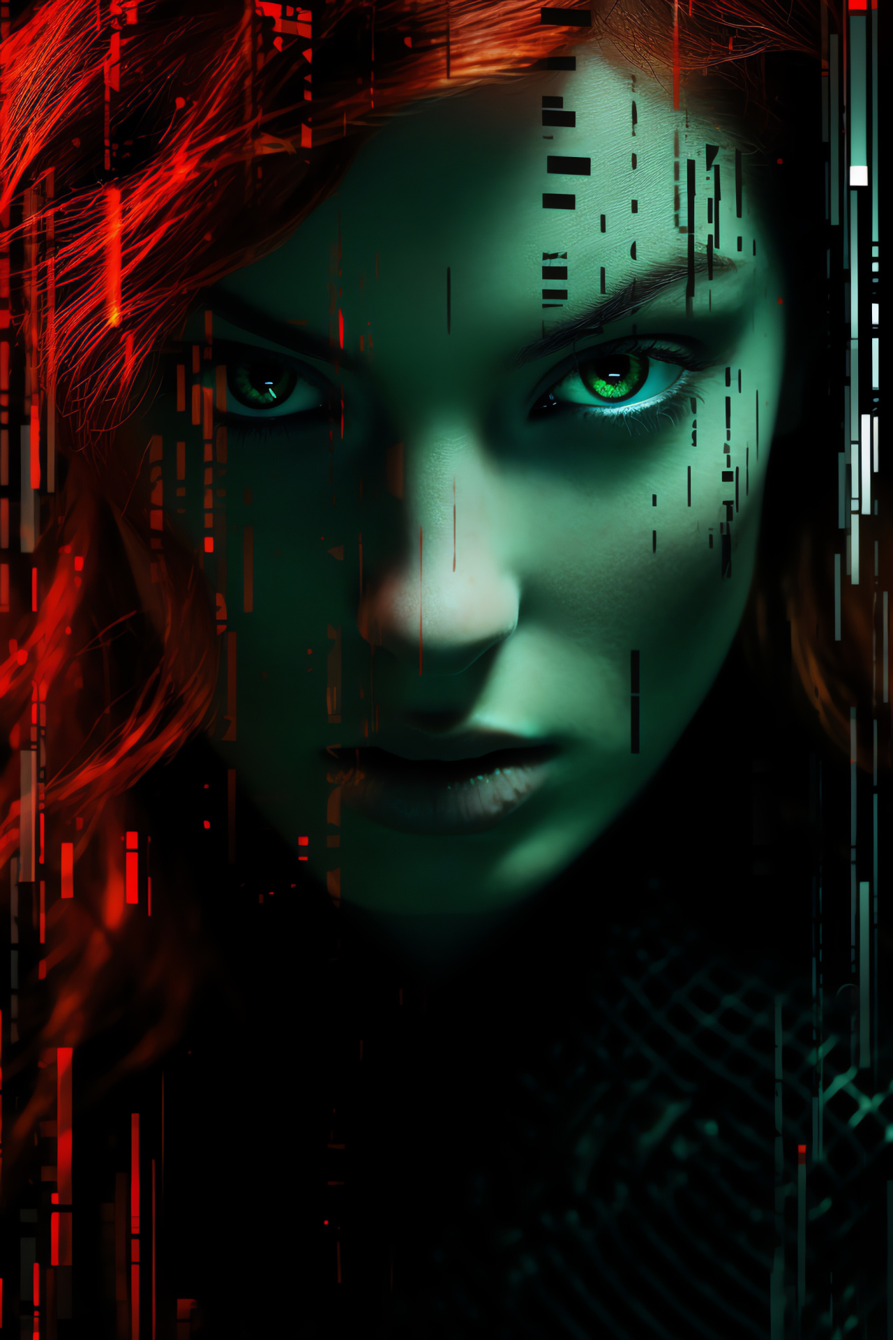 Artemis Pantheon character, Huntress avatar, Lush red hairstyle, Archery symbol, Verdant colored pupils, HD Phone Wallpaper