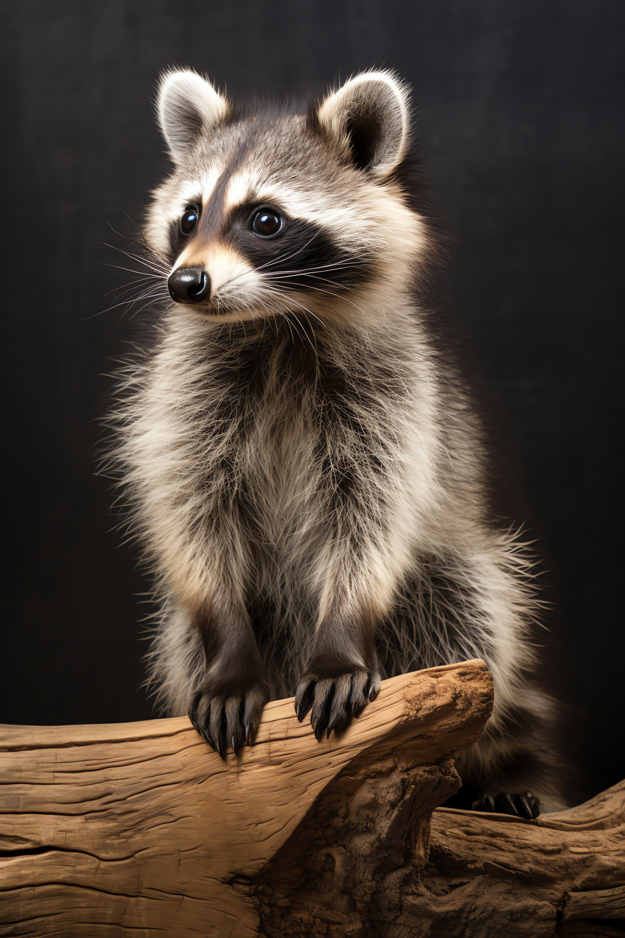 Common raccoon, mammalian species, furry animal, woodland habitant, two-tone contrast, HD Phone Image
