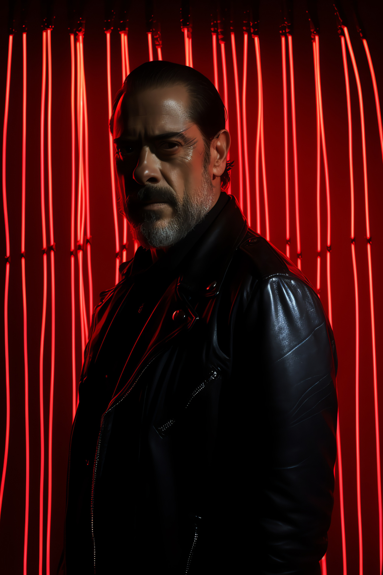 Antagonist Negan's charisma, Walker world nemesis, Olive-eyed portrayal, Cunning facial twist, Survivor's ferocity, HD Phone Image