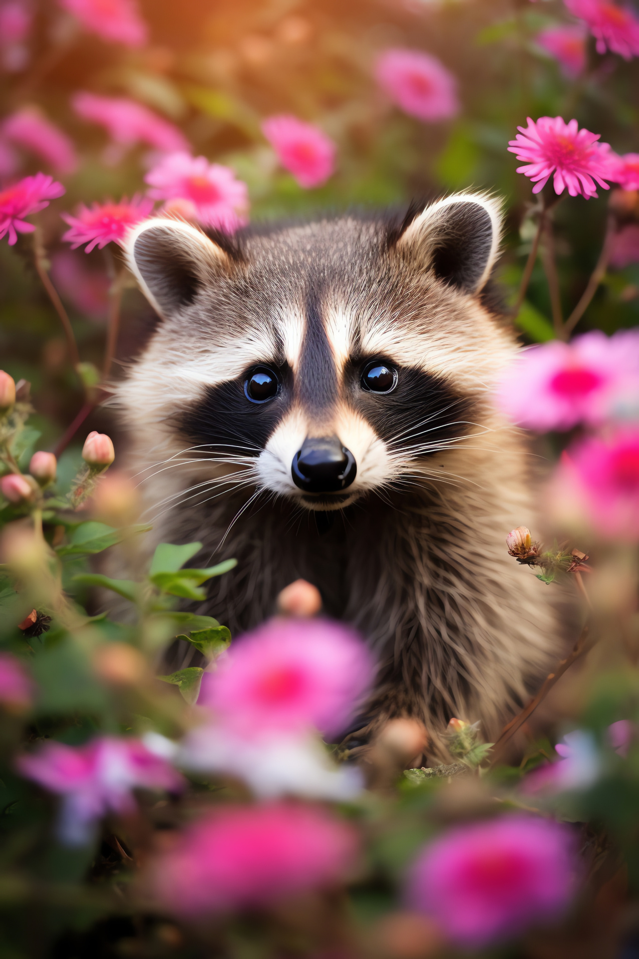Curious raccoon explorer, forest animal, trash panda, urban wildlife, night forager, HD Phone Image