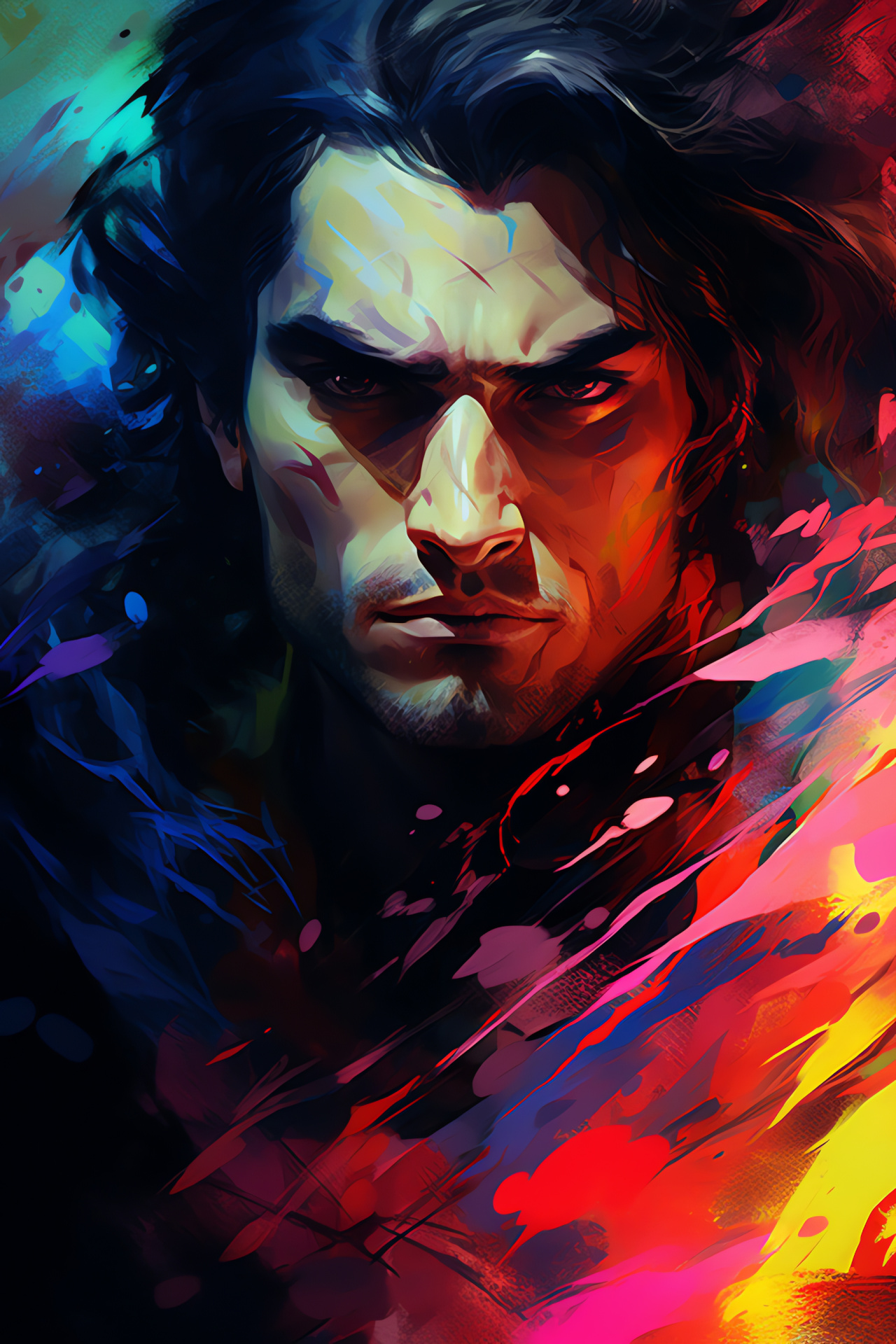 MTG Sorin Markov depiction, Piercing stare, Voluminous hair, Intricate vampire armor, Dark fantasy art, HD Phone Image