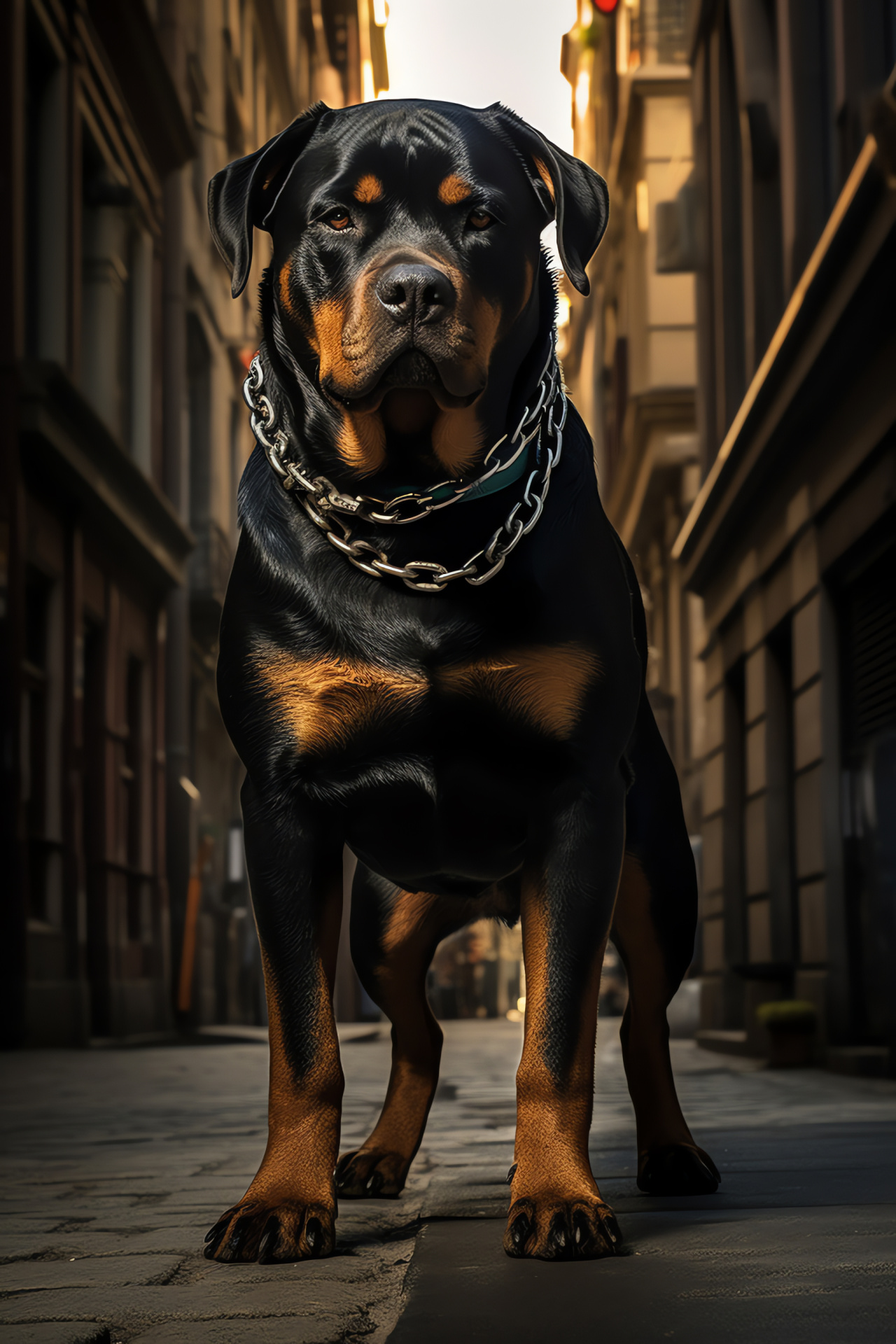 Rottweiler guard, Canine figure, Dog breed, Urban companion, Metropolitan life, HD Phone Image