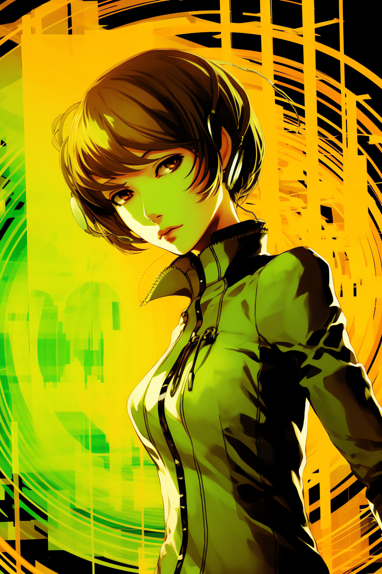 Persona 4 companion Chie, Gallant heart, Illuminated edge, Verdancy, Determined facade, HD Phone Image