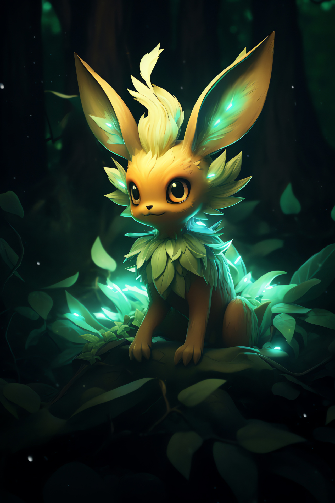 Leafeon, Verdant fur, Botanical Pokemon, Radiant gaze, Morning moisture, HD Phone Wallpaper