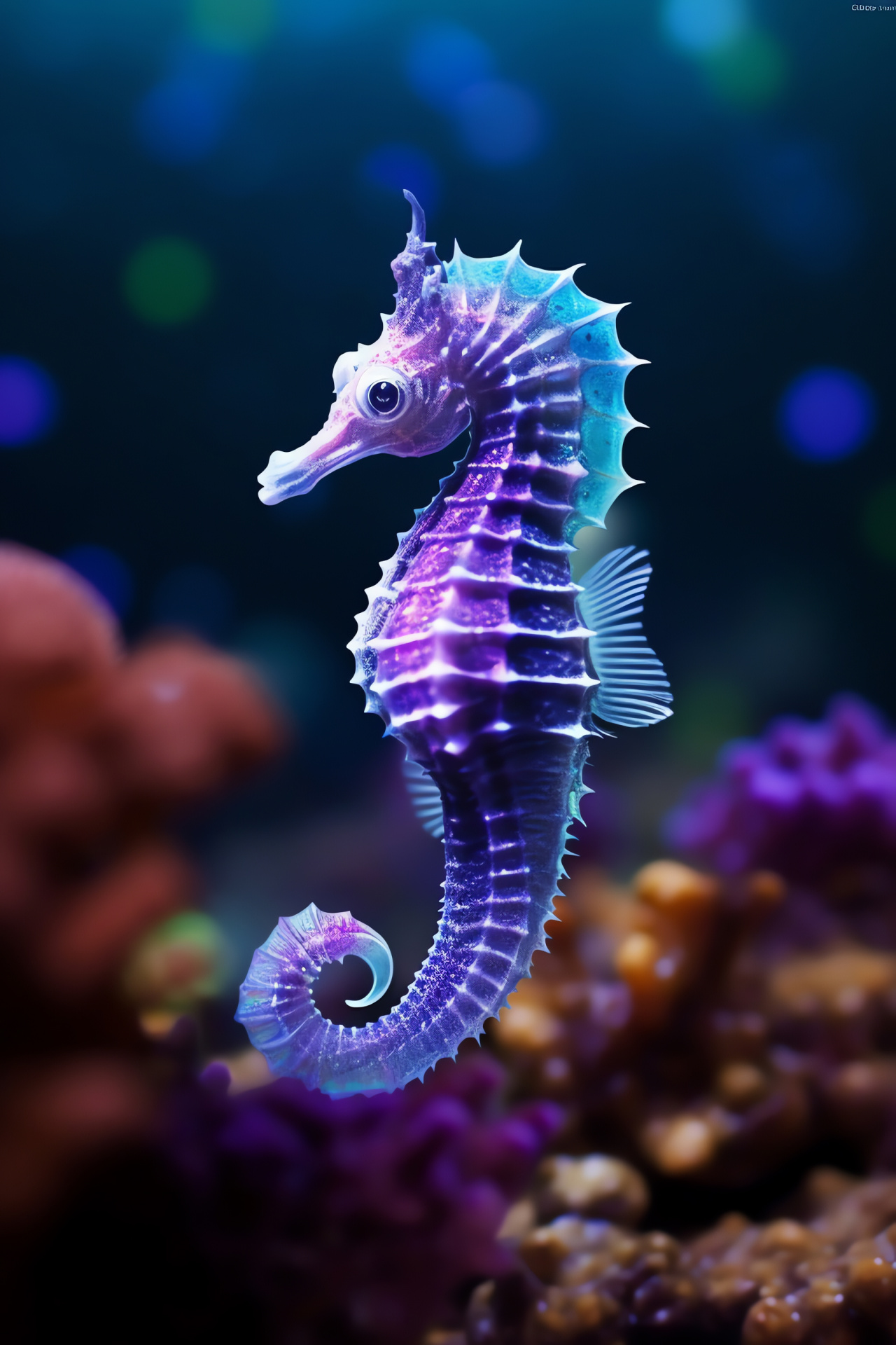 Seahorse creature, Marine equine, Tiny ocean dweller, Arabian Sea inhabitant, Exotic aquatic beauty, HD Phone Image