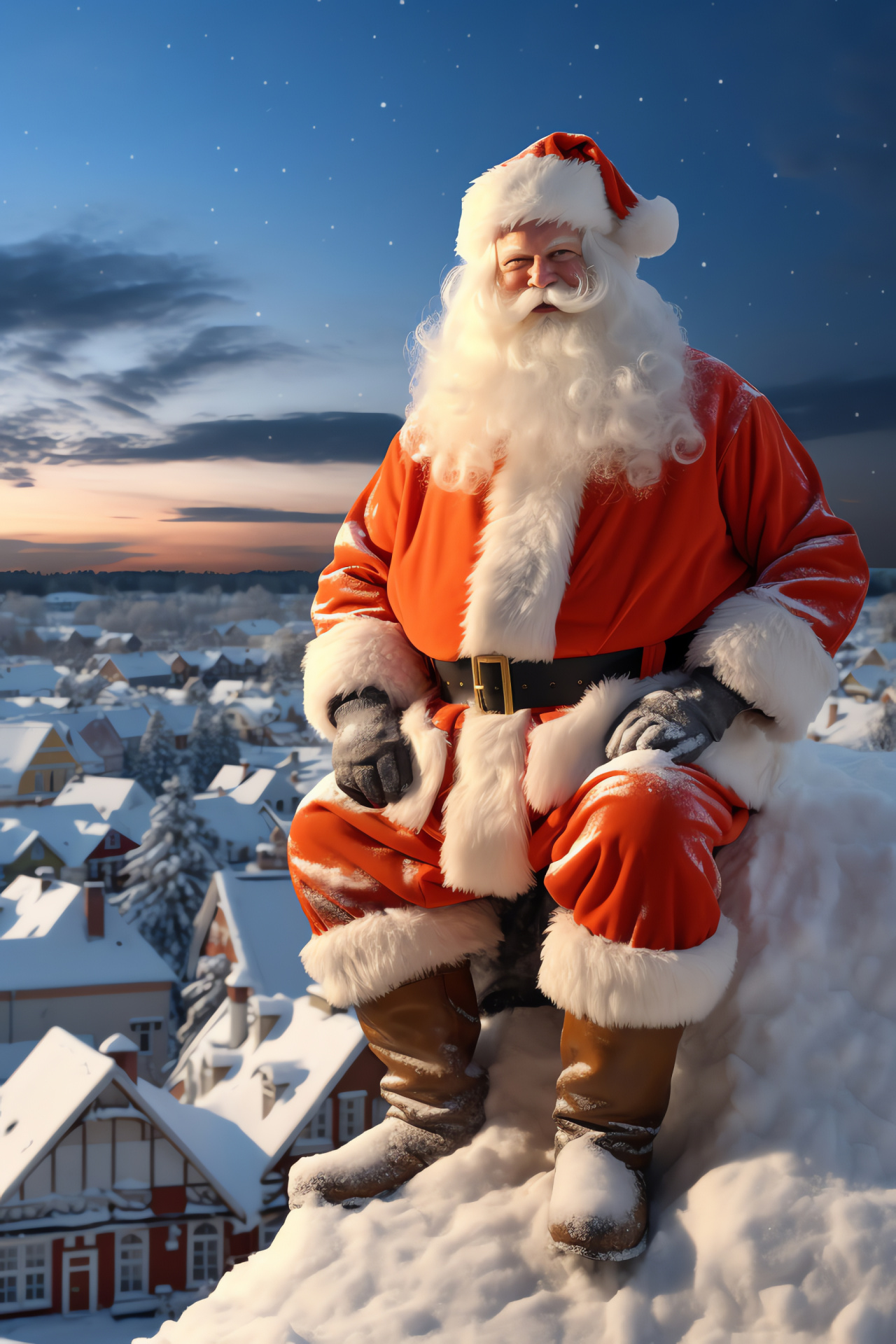 Santa Claus, Christmas sleigh, Nocturnal escapades, Holiday tradition, Wintry scene, HD Phone Wallpaper