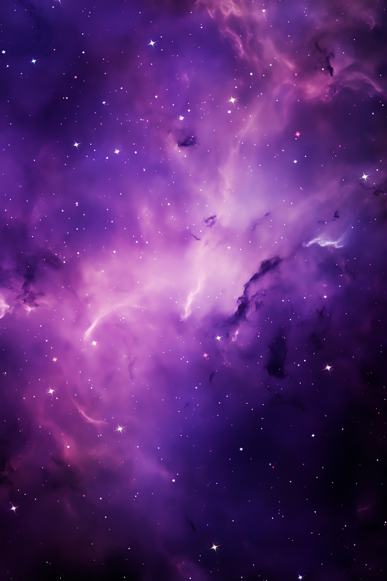 Vivid interstellar cloud, Full spectrum galaxy, Purple star system, Magenta space glow, Celestial wonder, HD Phone Wallpaper