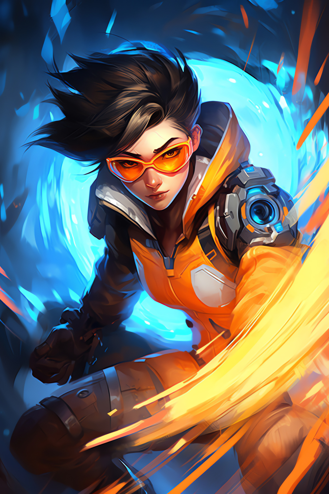 Tracer, Swift heroine, Overwatch officer, Energetic action, Famed time-traveler, HD Phone Image