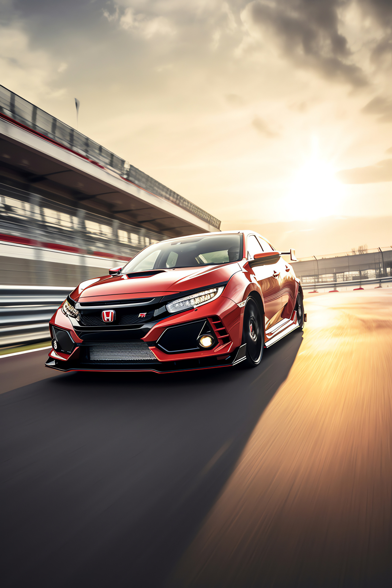 Civic Type R racing, Japanese track, competitive aerodynamics, motorsport profile, track day, HD Phone Image