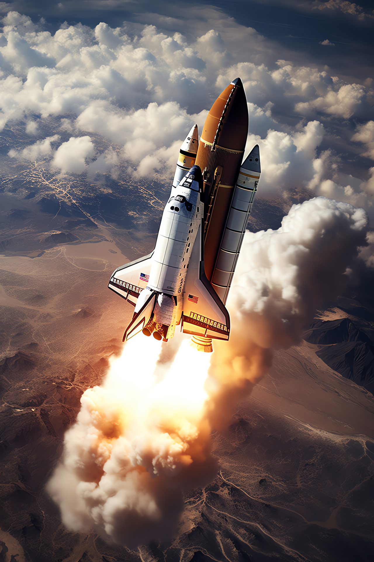 Space Shuttle grandeur, Orbital flight journey, Planetary traveler, Celestial navigation, Space vista, HD Phone Wallpaper