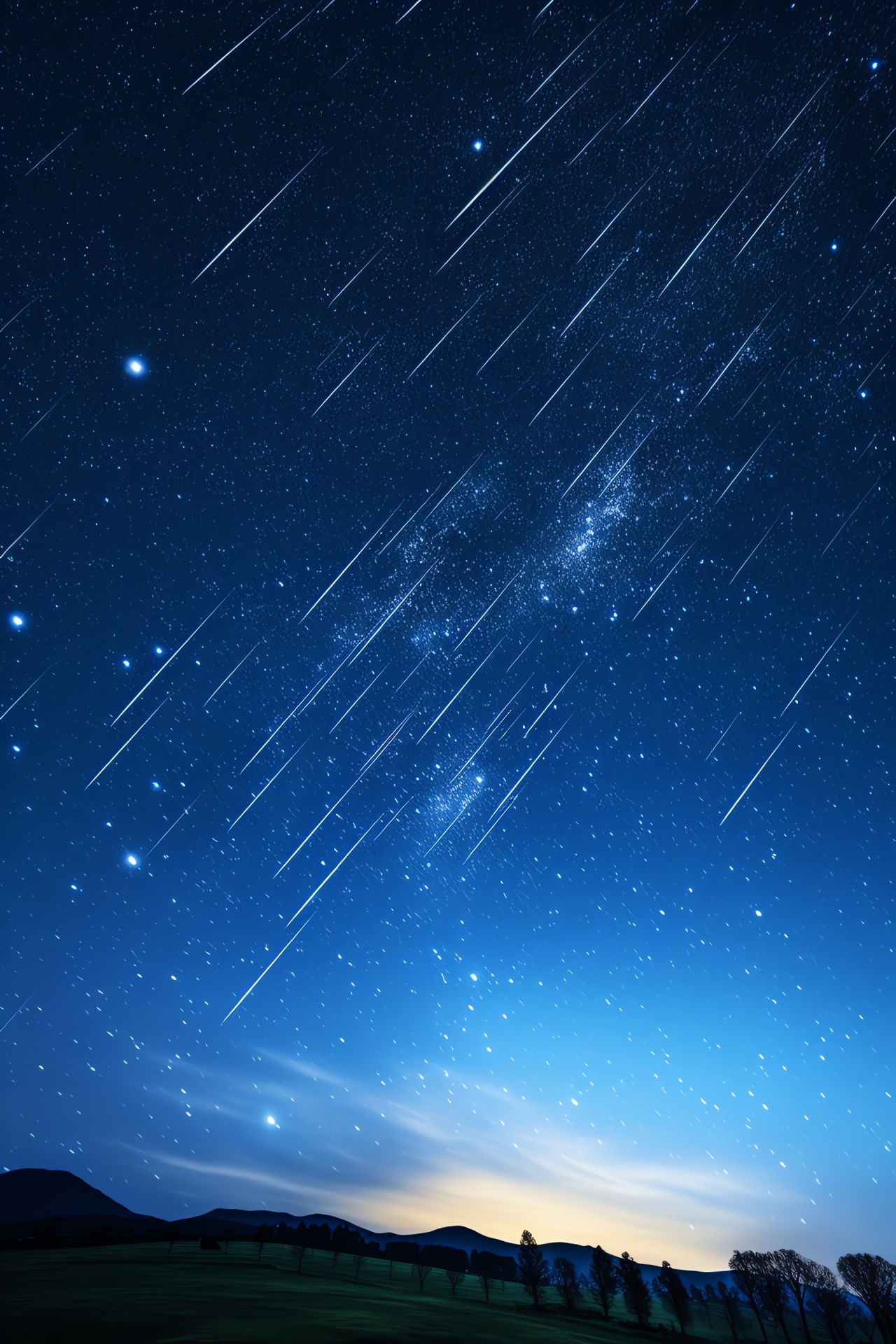 Astronomical event, shooting stars phenomenon, night sky spectacle, Pyrotechnics of the universe, dynamic cosmos, HD Phone Wallpaper