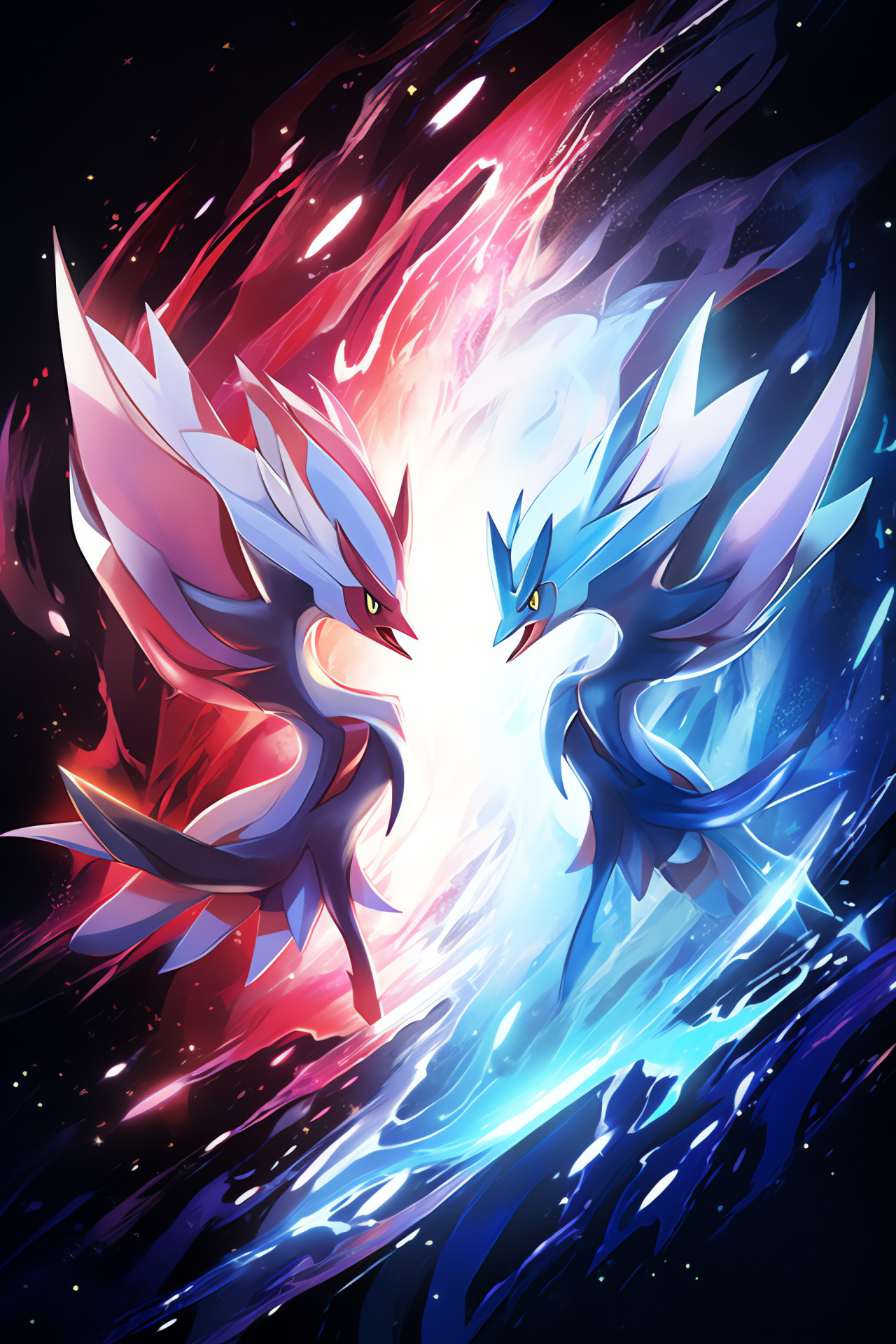 Latios and Latias twins, Flying Pokemon, Sky guardians, Eon Pokemon duo, Red and Blue contrast, HD Phone Wallpaper