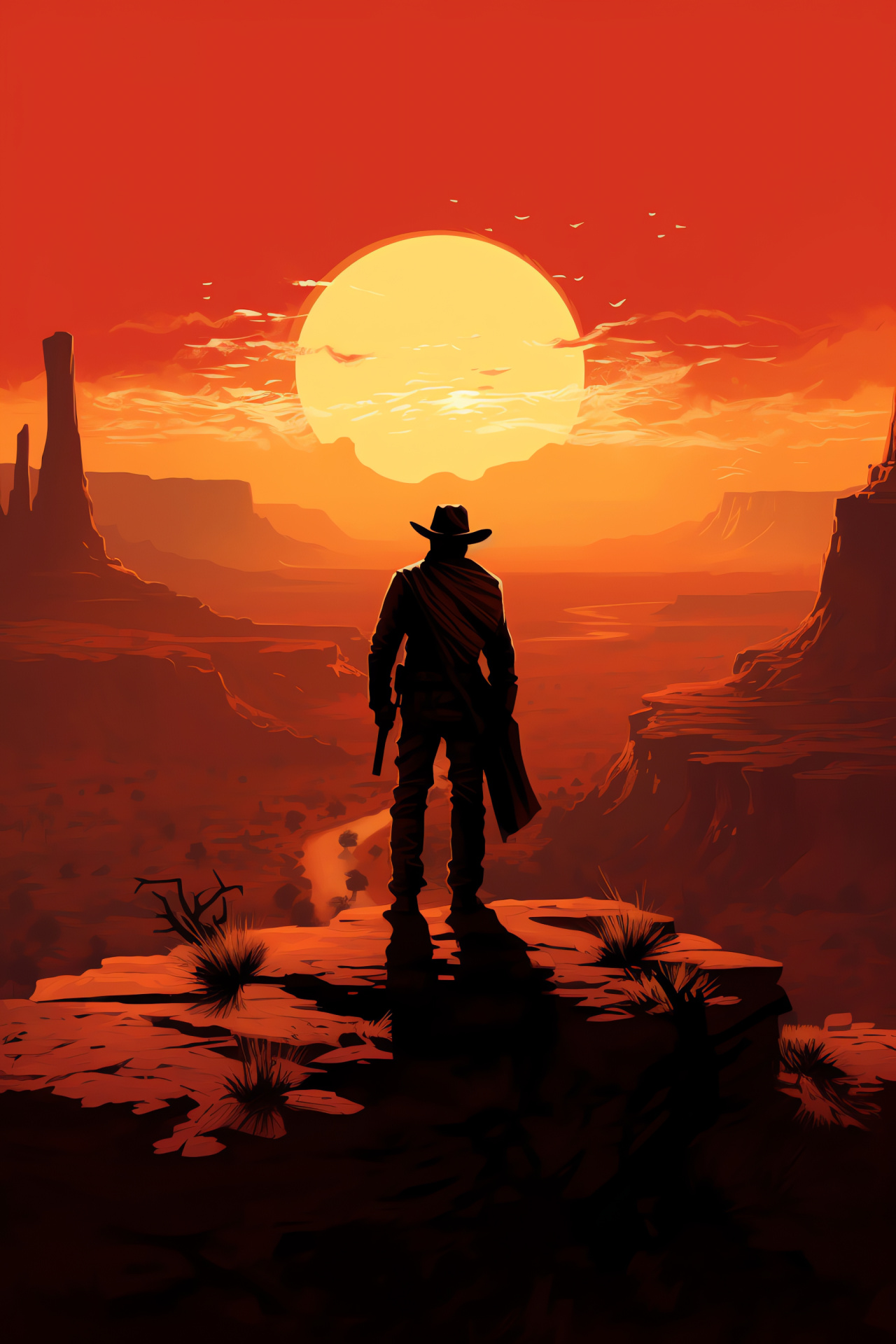 Red Dead Redemption, Arid landscape, Wild West adventurer, Rugged terrain, Desolate desert, HD Phone Wallpaper