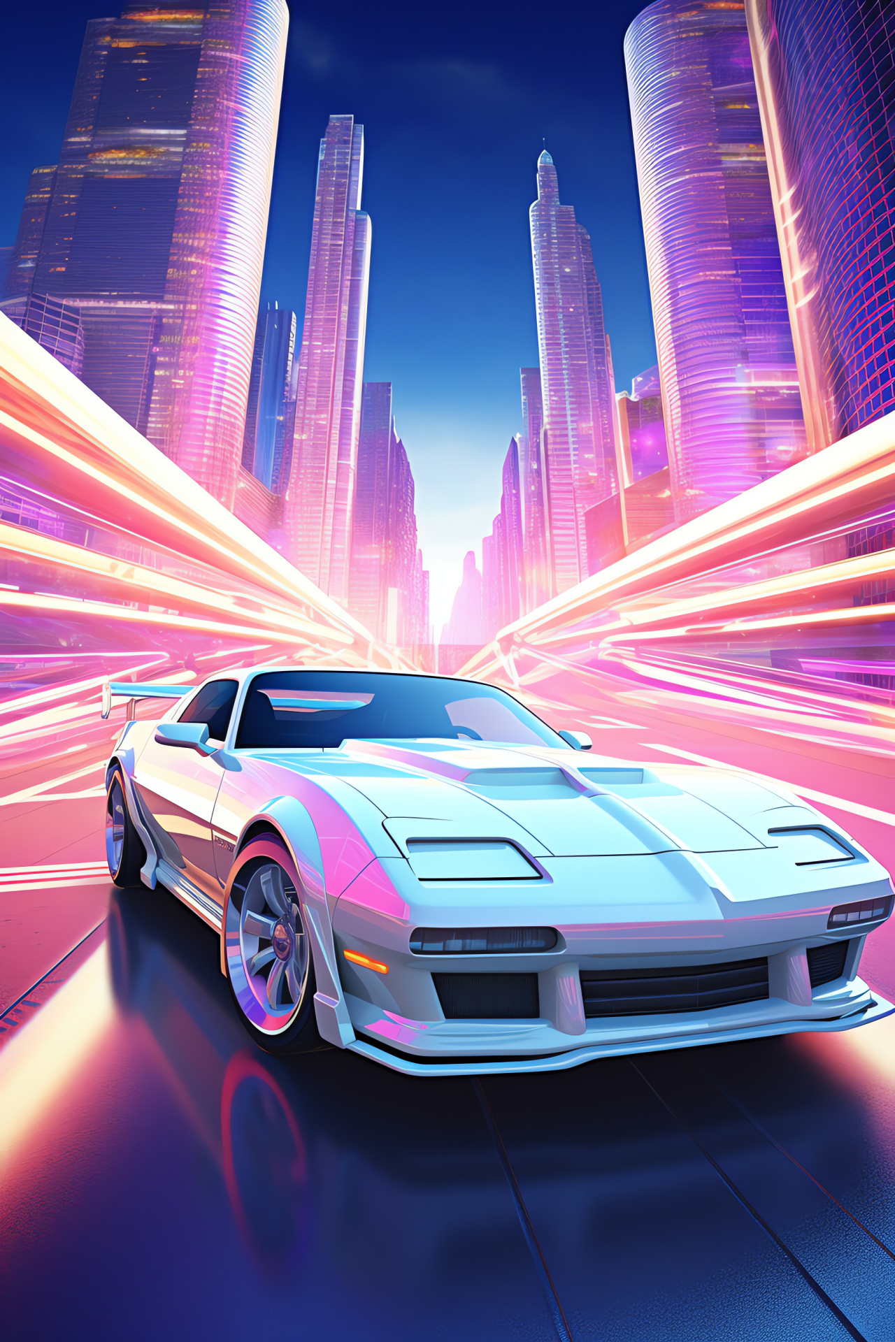 1988 Ws6 Trans Am, metallic sheen, soaring skyline angle, neon-lit urban avenue, alabaster automotive exterior, HD Phone Wallpaper