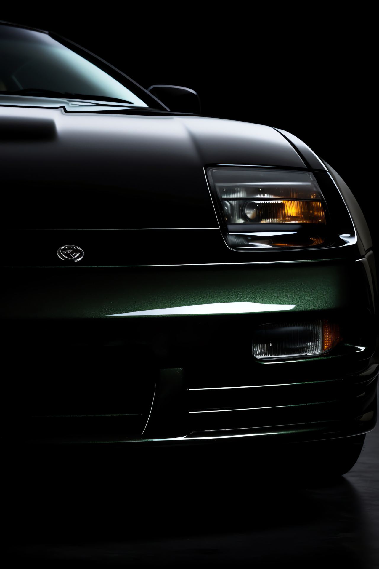 Nissan 300ZX, Intimate detail, Dark ambiance, Gleaming paintwork, Exquisite craftsmanship, HD Phone Wallpaper