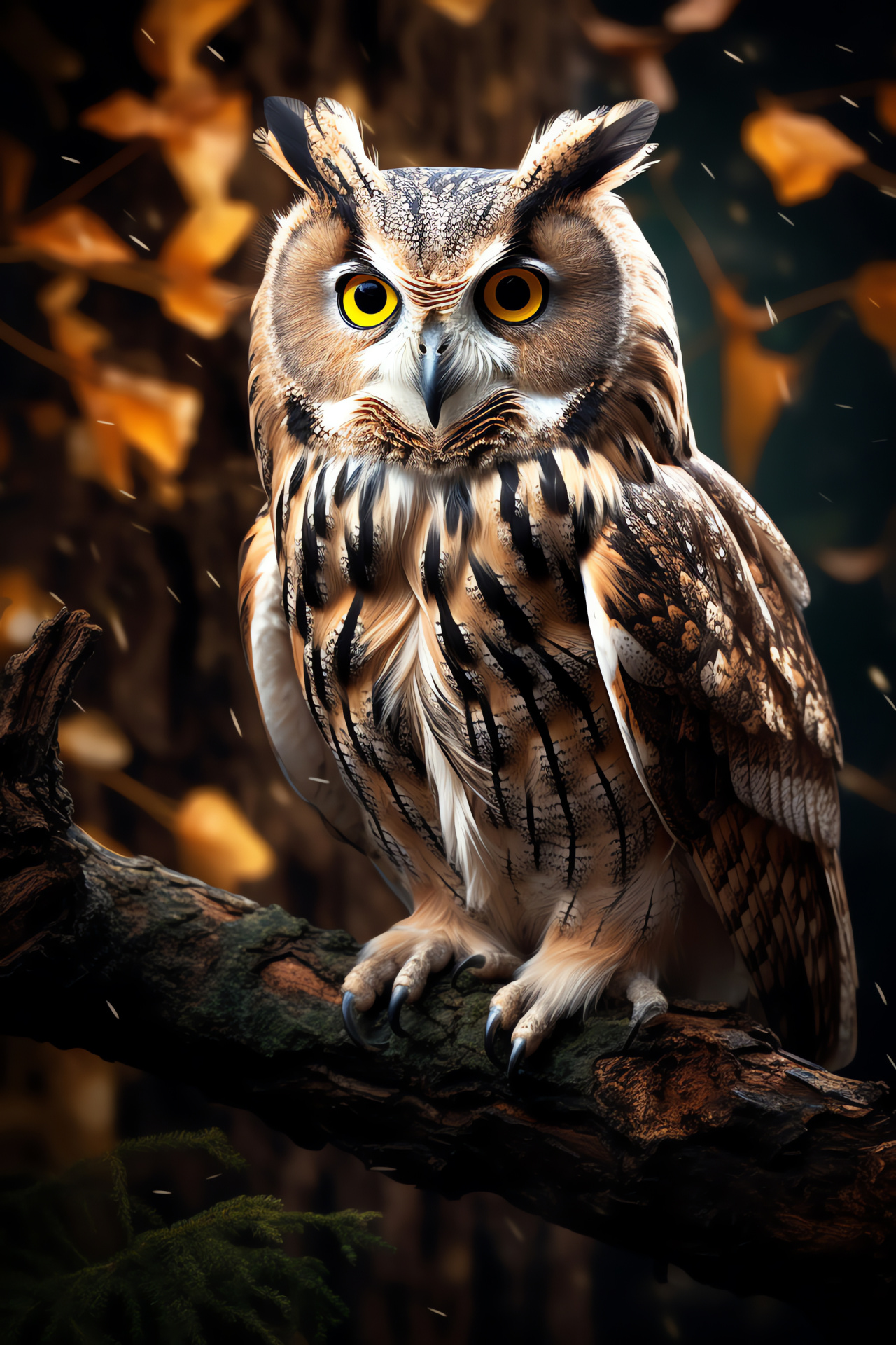 Nocturnal Owl, Predatory eyes, Bird plumage, Forest ambiance, Nature claw, HD Phone Wallpaper