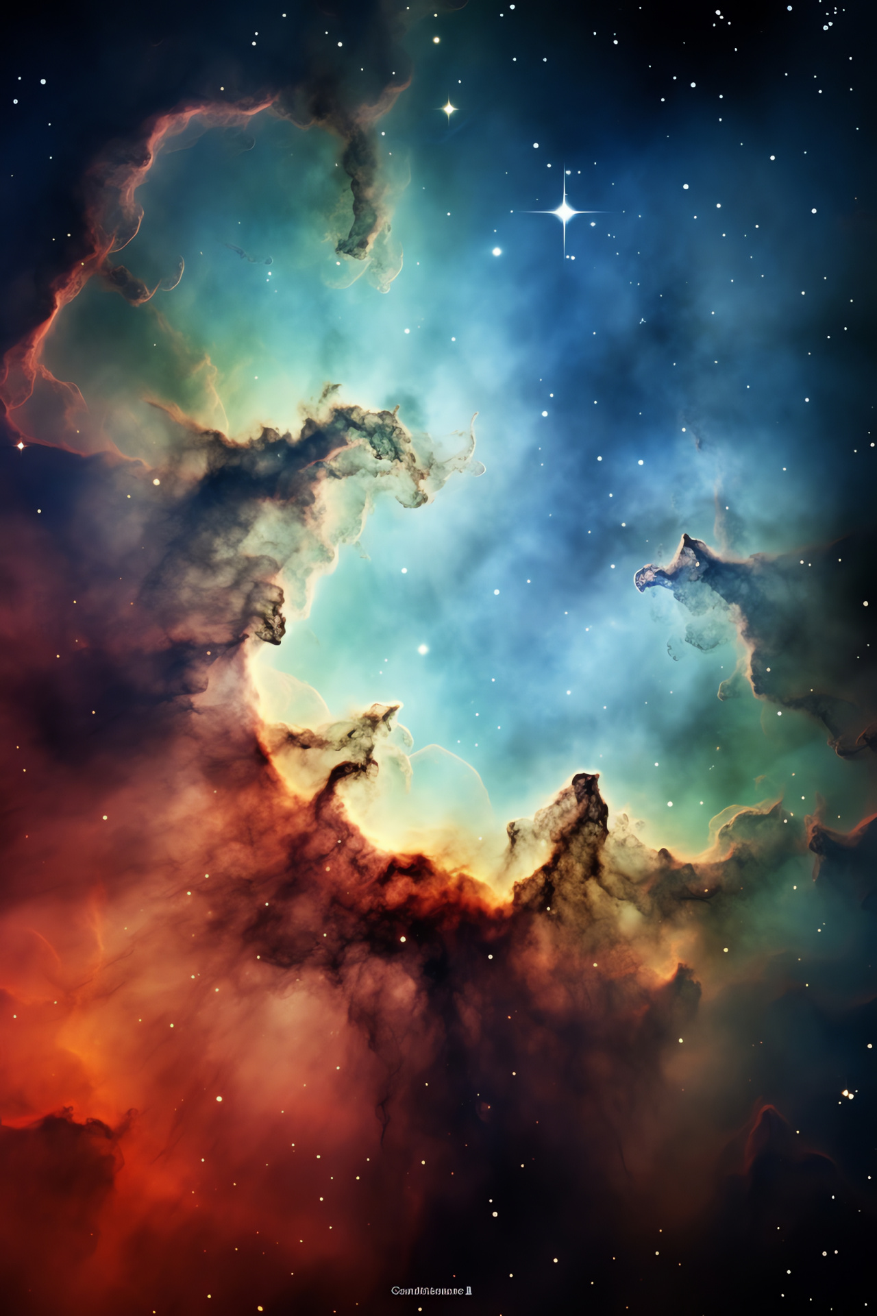 Lagoon Nebula landscape, Cosmic tapestry, Stellar cradle, Hues of creation, Interstellar glow, HD Phone Wallpaper