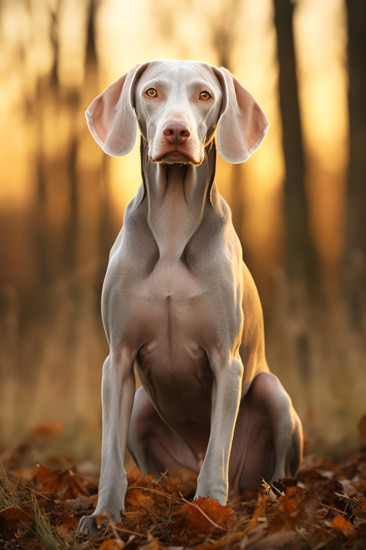 Weimaraner dog, Hunting breed vision, Short fur, Sterling hue, Muscular canine structure, HD Phone Wallpaper