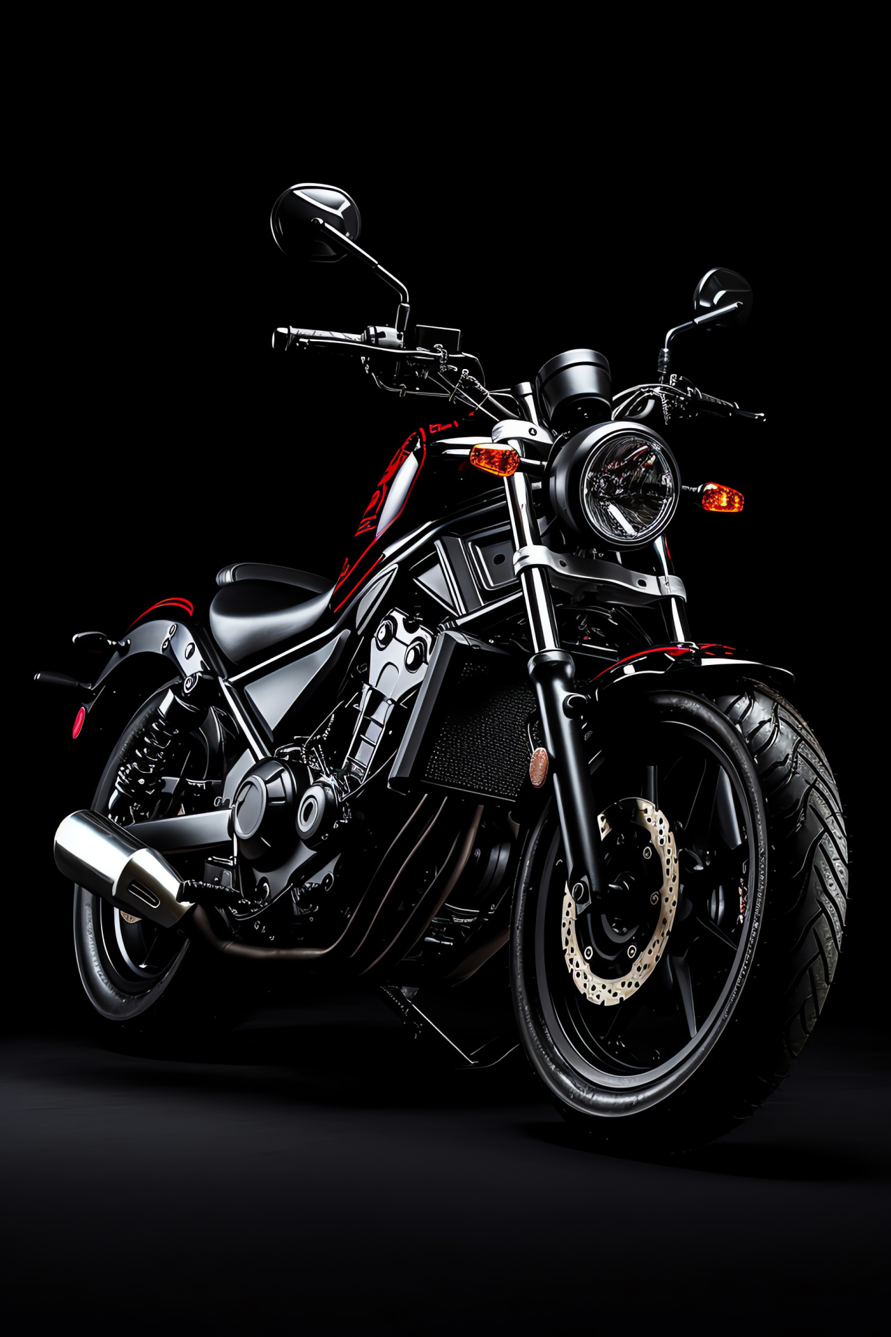 Honda Rebel cruising, Urban motorcycle scene, Modern chopper style, Red aesthetic, Asphalt journey, HD Phone Wallpaper