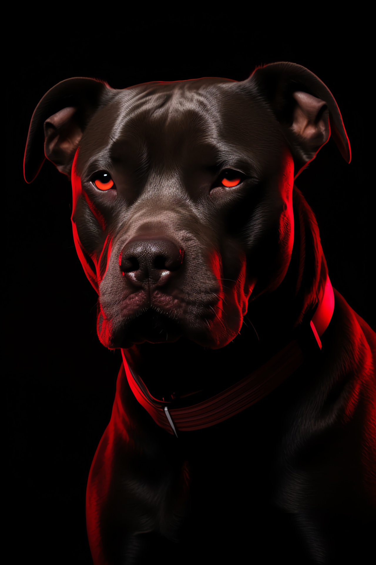 Pitbull breed, Canine portrait, Black animal fur, Dog fashion, Urban pet scenery, HD Phone Image