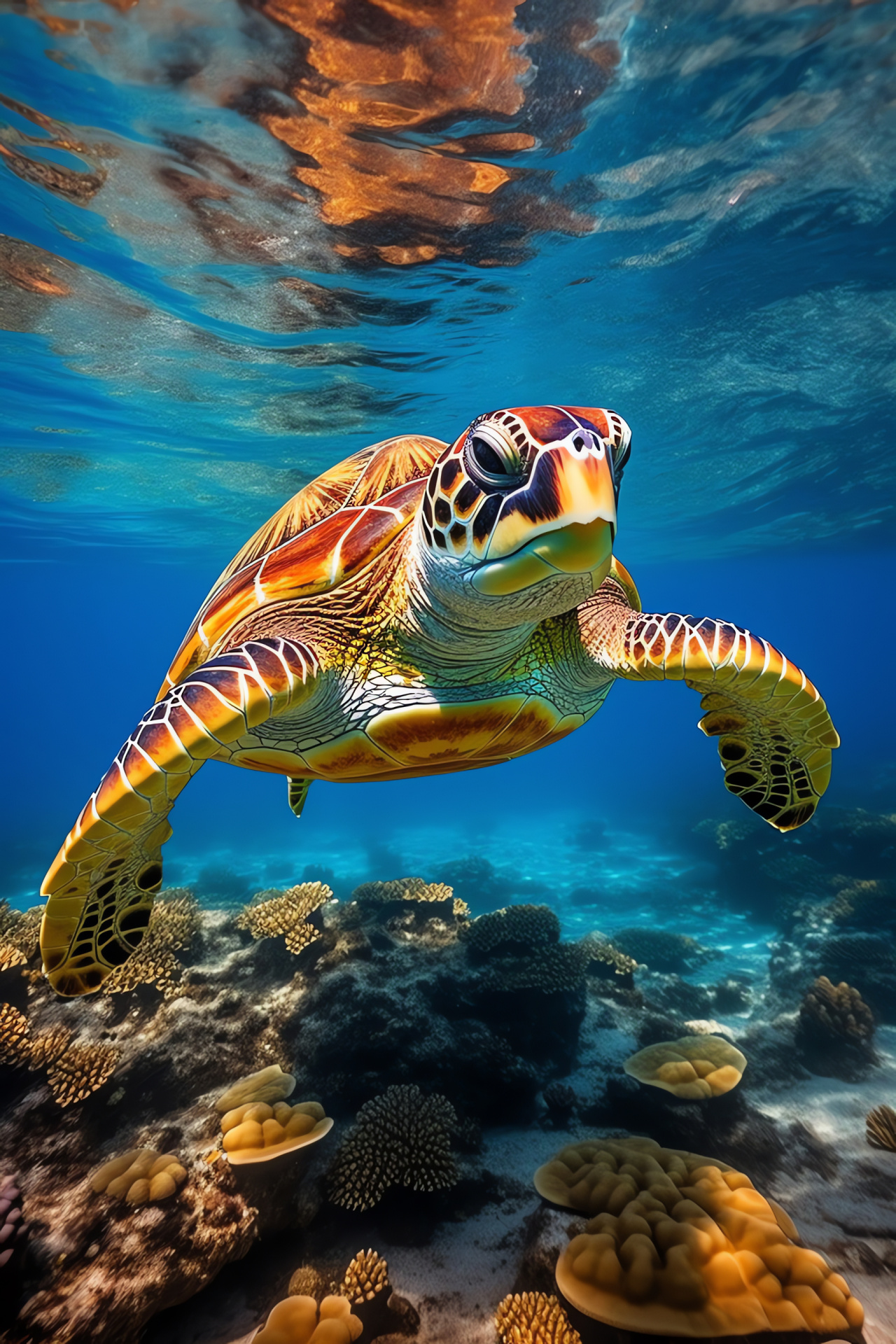 Marine turtle, Cheloniidae family, Ocean navigator, Aquatic reptile, Coral inhabitant, HD Phone Wallpaper