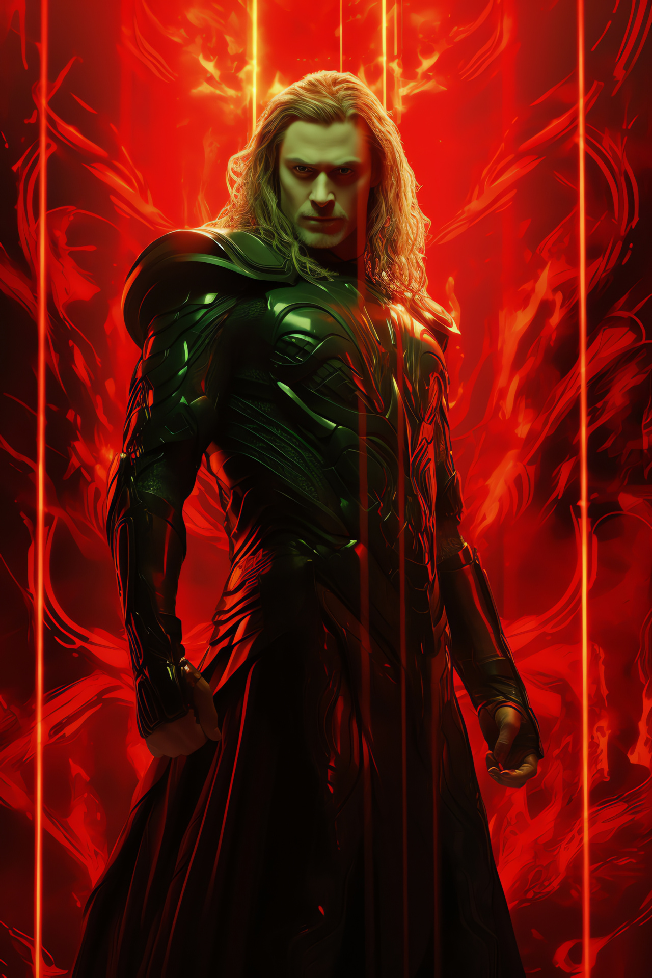 Pantheon Loki, Norse trickster god, Emerald glance, Magical scepter, Radiant gemstone, HD Phone Wallpaper