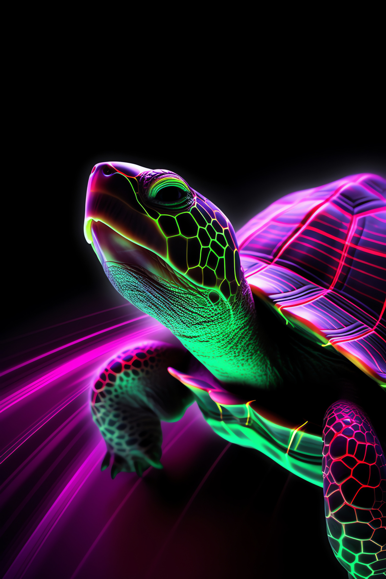 Glowing turtle, Vibrant green shell, Magical aura, Fantasy patterns, Ocean life, HD Phone Wallpaper