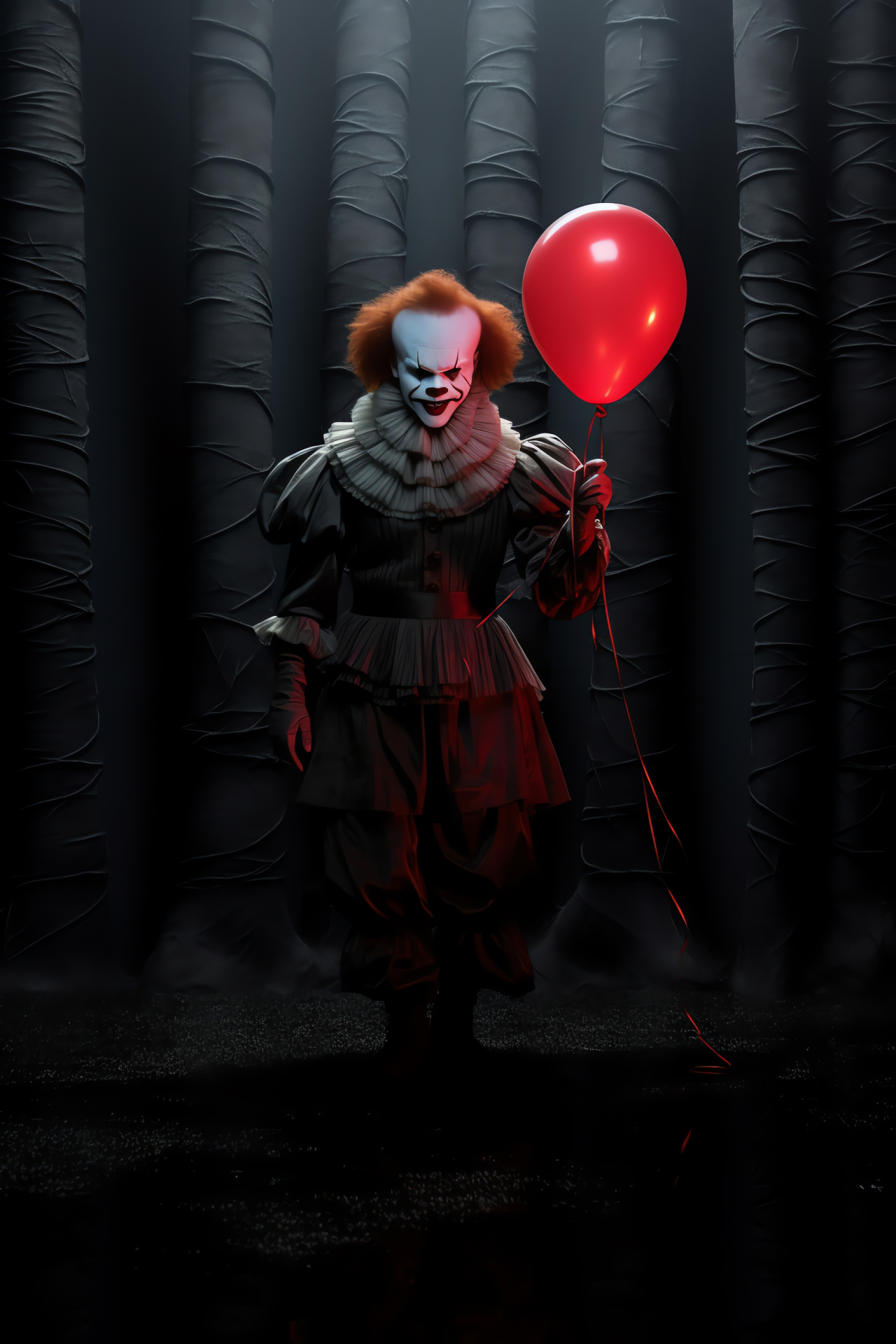 Pennywise, floatation, neon glow, demonic countenance, villainous smile, HD Phone Wallpaper