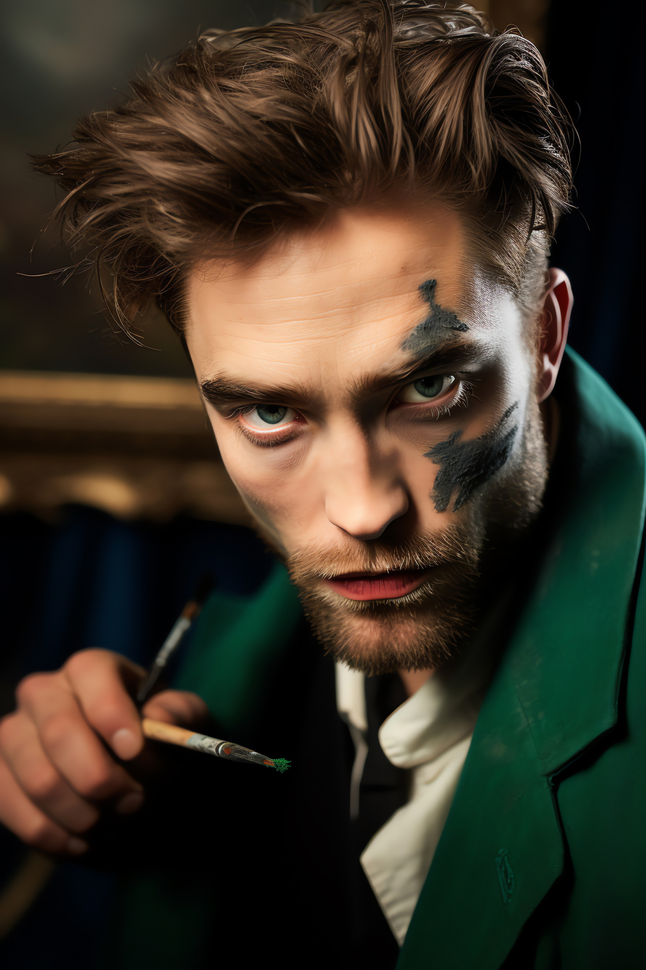 Robert Pattinson as Salvador Dali, Little Ashes film, Actor transformation, Historical portrait, Artistic biopic, HD Phone Image