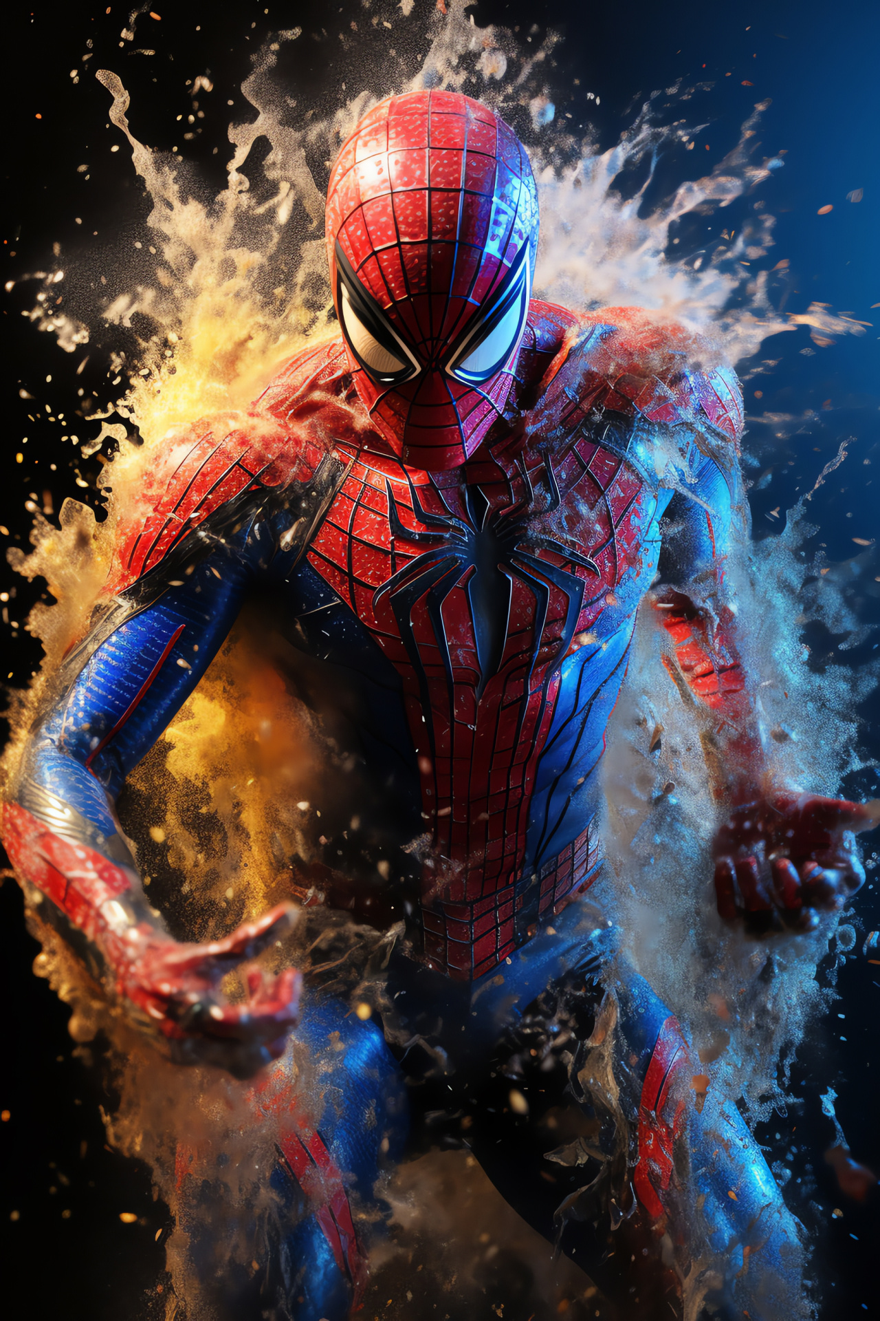 Spiderman heroism, Peter Parker alter ego, acrobatic prowess, web pattern texture, Marvel Universe, HD Phone Wallpaper