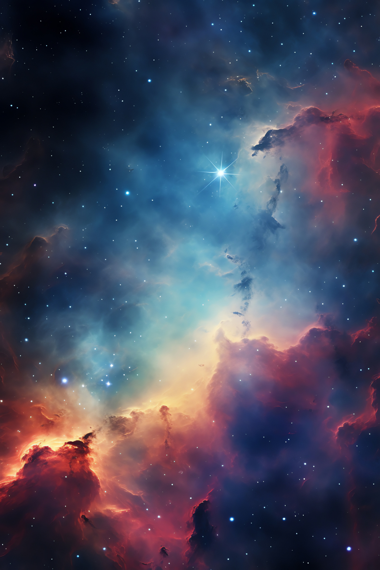 Nebular canvas, Radiant red nebula, Colorful space feature, Interstellar cloud, Cosmic vibrancy, HD Phone Wallpaper