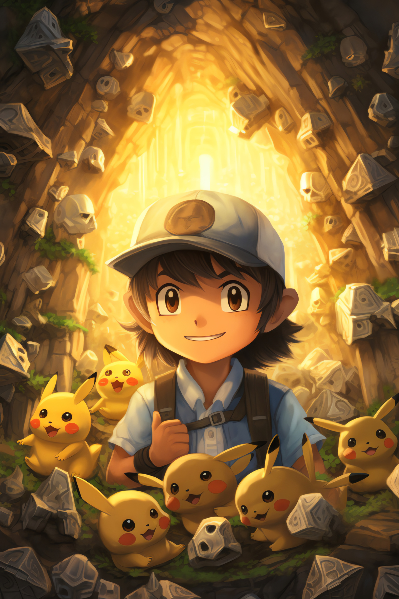 Ash Ketchum, Adventure gameplay, Sinnoh structure, Archaeology-themed level, Enigmatic relics, HD Phone Wallpaper