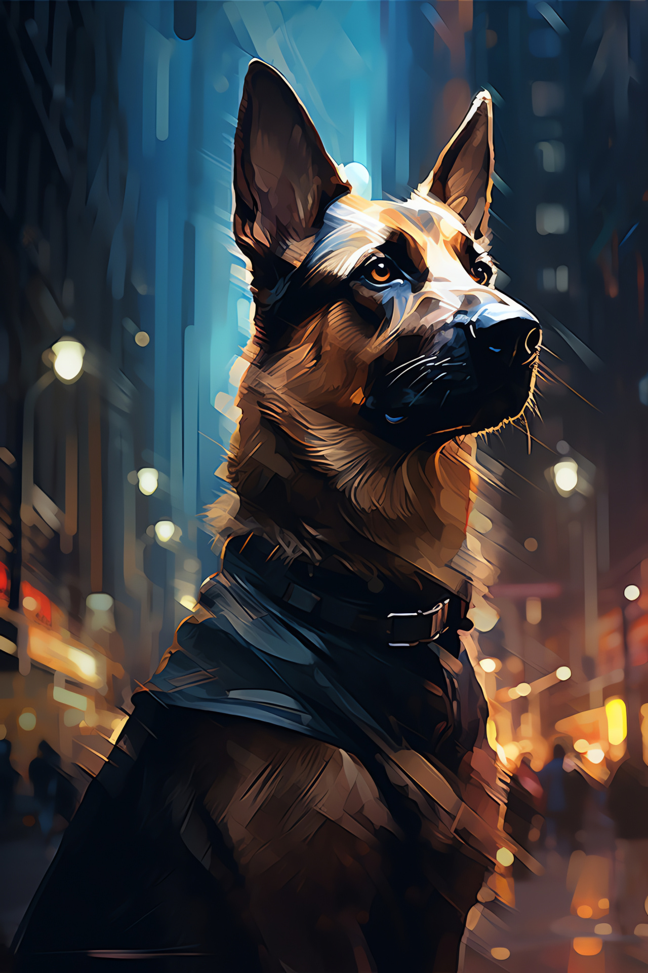 German Shepherd officer, Canine unit, Policing breed, Tan fur highlights, Duty-bound posture, HD Phone Image