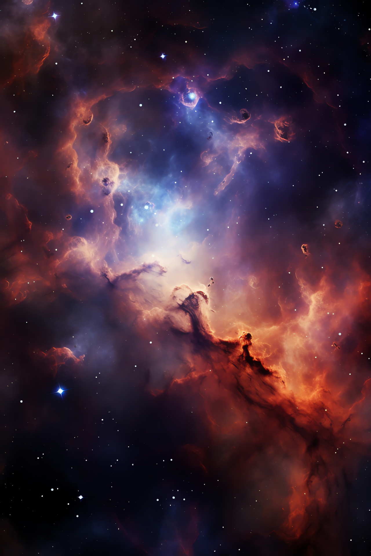 Tarantula Nebula cosmos, Luminous nebular composition, High-resolution space capture, Stelliferous cloud complexity, Galactic wonder, HD Phone Image