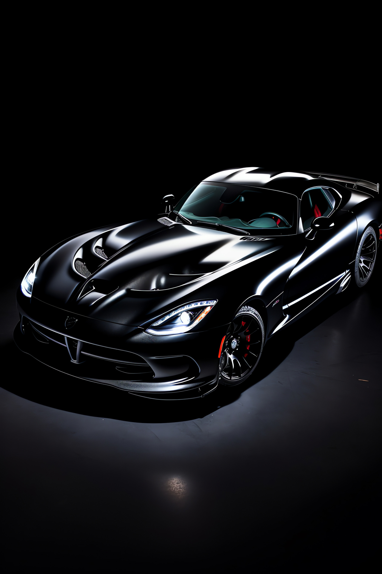 Srt Viper showcase, 2016 model, Metallic sheen, Performance vehicle, Black background contrast, HD Phone Wallpaper