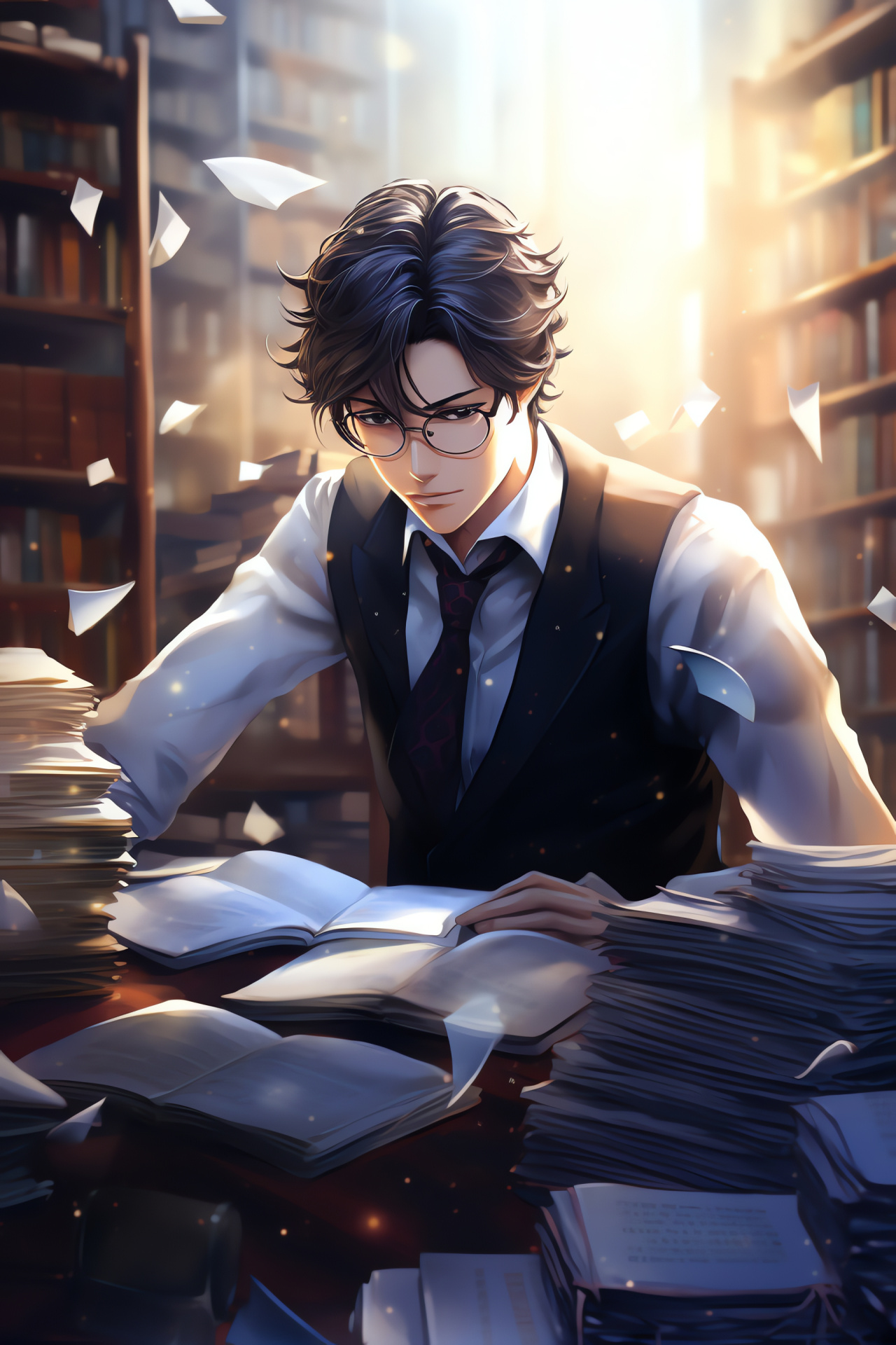 Jumin Han, Mystic Messenger character, Luxurious setting, Corporate heir, Atmospheric gaming, HD Phone Image