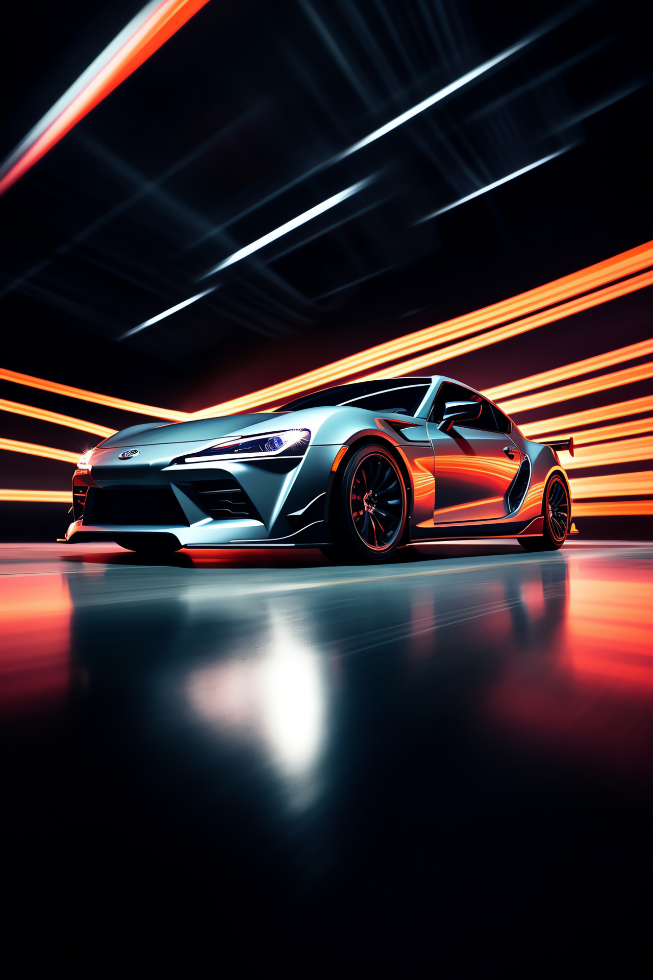 Toyota TRD, sports car model, streamlined form, luminous sideview, aerodynamic aesthetics, HD Phone Image